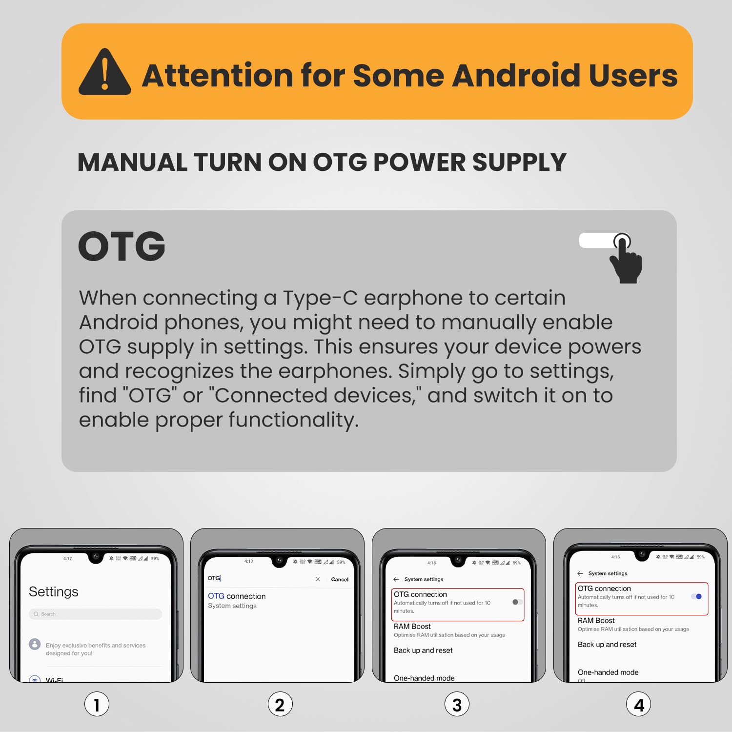 Portronics Conch Tune C in Ear Type C Wired Earphones with Mic,10mm Driver, 1.2m Nylon Braided Anti Tangle Wire, in line Controls, Metal Alloy Body, Wide Compatibility(Grey)