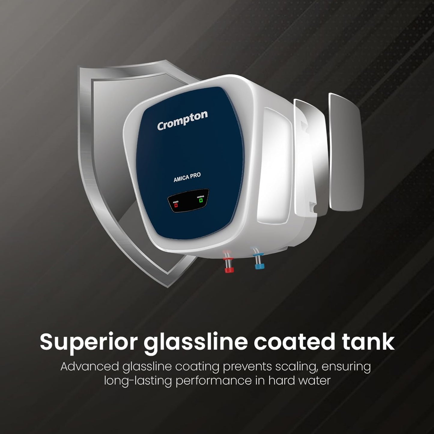 Crompton Amica Pro 15-L, 5 Star Rated Storage Water Heater with Superior Glassline Coated Tank, Powerful 2000W Heating Element, Rust Proof Plastic Body and Advanced 3 Level Safety (White and Blue)
