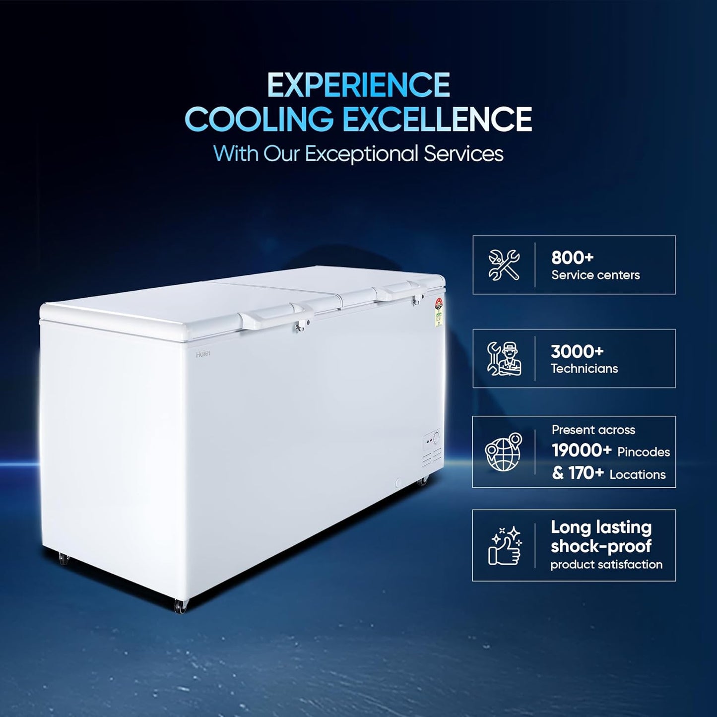 Haier HFC-588M5, 5-Star Rating, Double Door Convertible Deep Freezer, 5-Side Freezing, Dual Condenser, Inside Metal Liner & BEE Recognized Most Energy-Efficient Freezer (White)