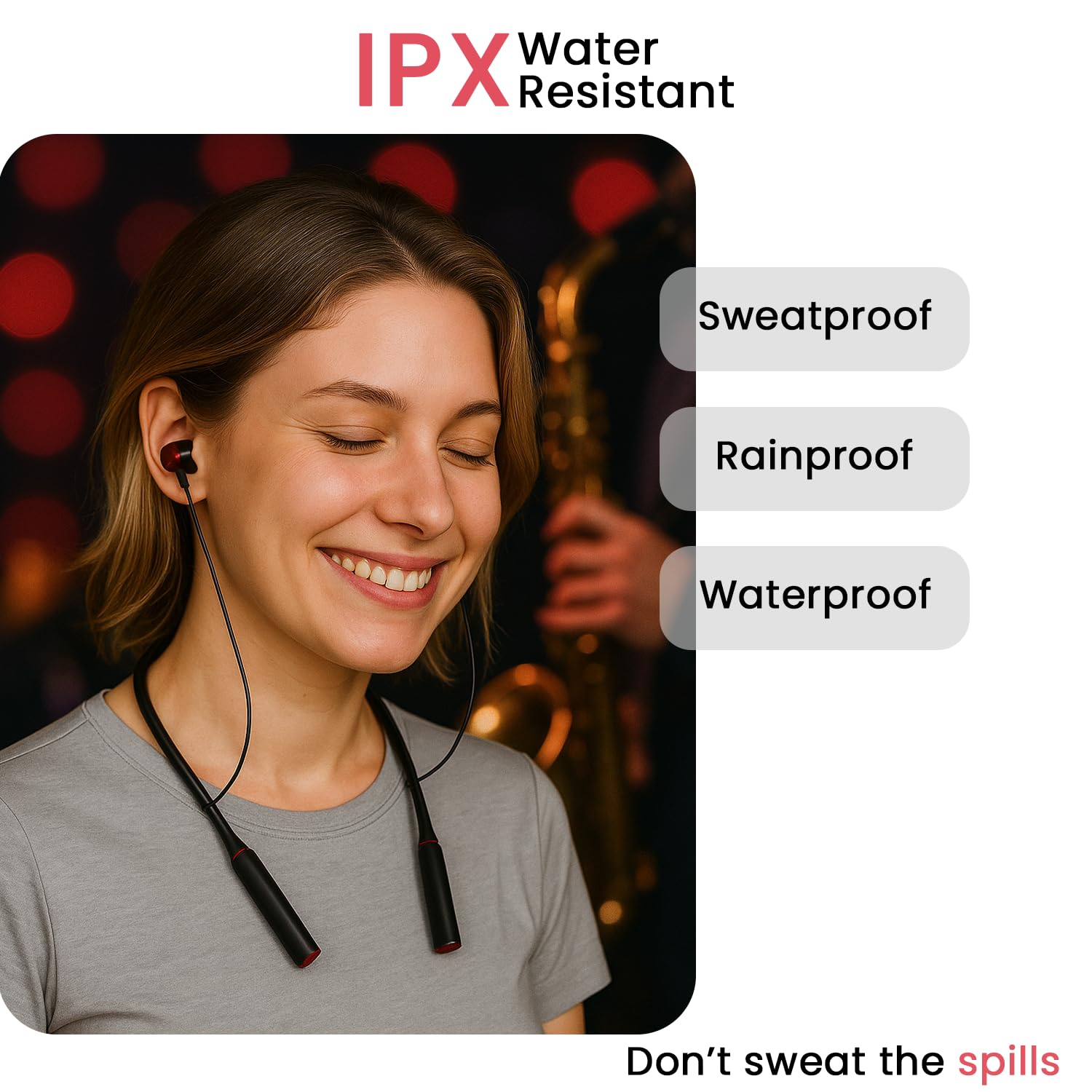 InEar MJ-Beat Bluetooth Wireless Neckband Earphones with Mic – Active Noise Cancellation, 24-Hour Music Playback, Type-C Fast Charging, Magnetic Earbuds, Lightweight Design, HD Sound | Blue