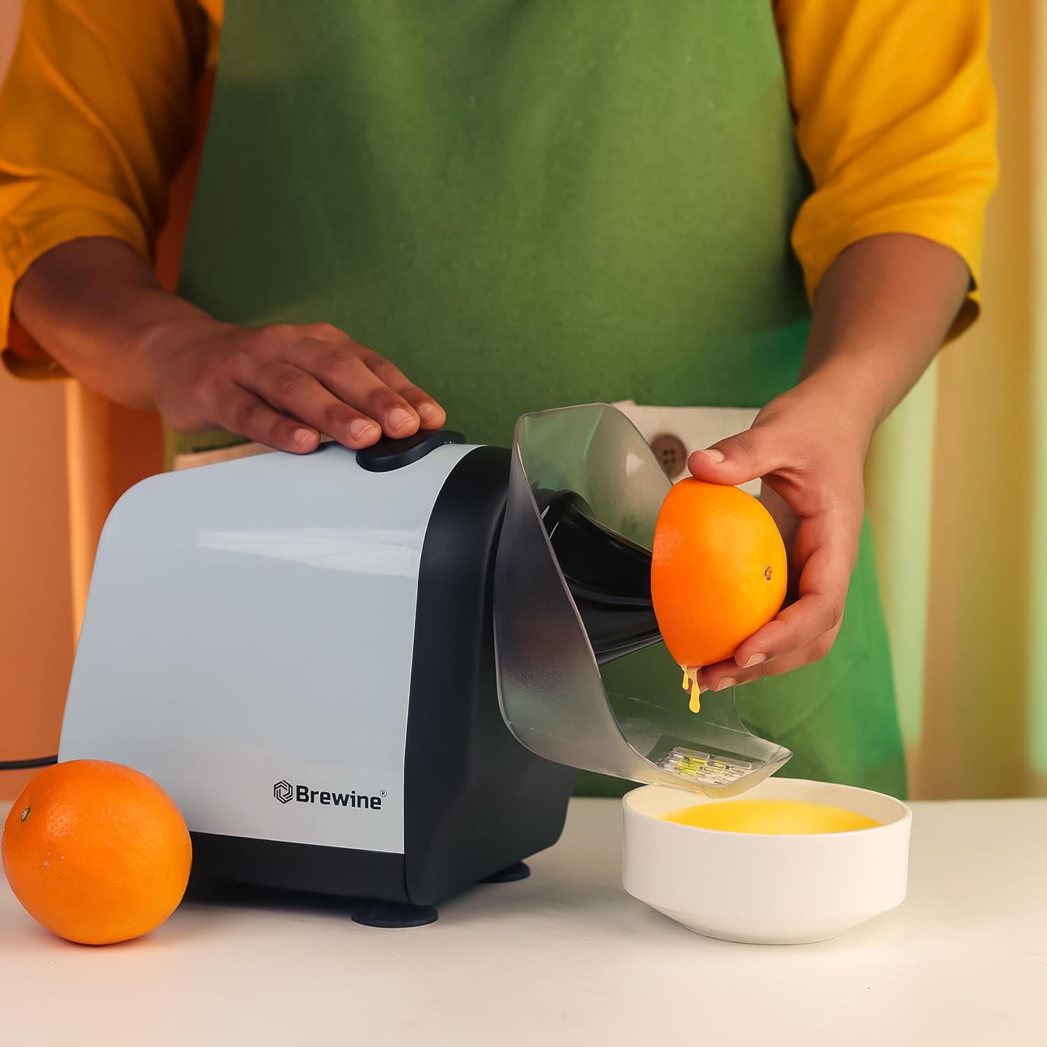 Brewine 2-in-1 Coconut Scraper & Citrus Juicer with Dual Speed Settings, Cooling Fan for Ventilation, Stainless Steel Scraping Blade, Splash Guard, Super Suction Feet for Stability, Blue, 200 Watts