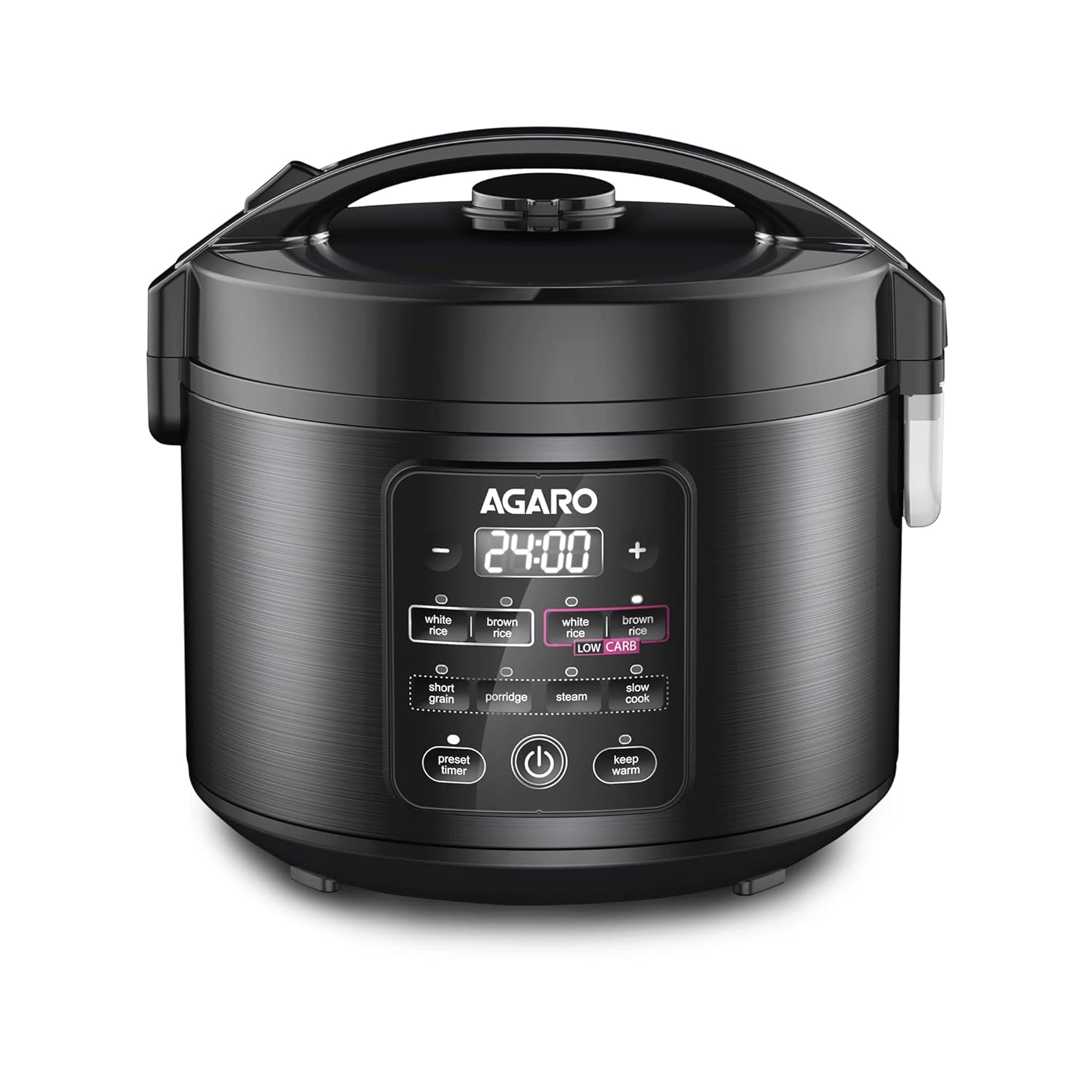 AGARO Regal Electric Rice Cooker, 3 Litres Ceramic Inner Bowl, 750gms (approx. 5 cups) raw rice, SS Steamer, Preset Cooking Functions, Preset Timer, Keep Warm Function, LED Display, Black