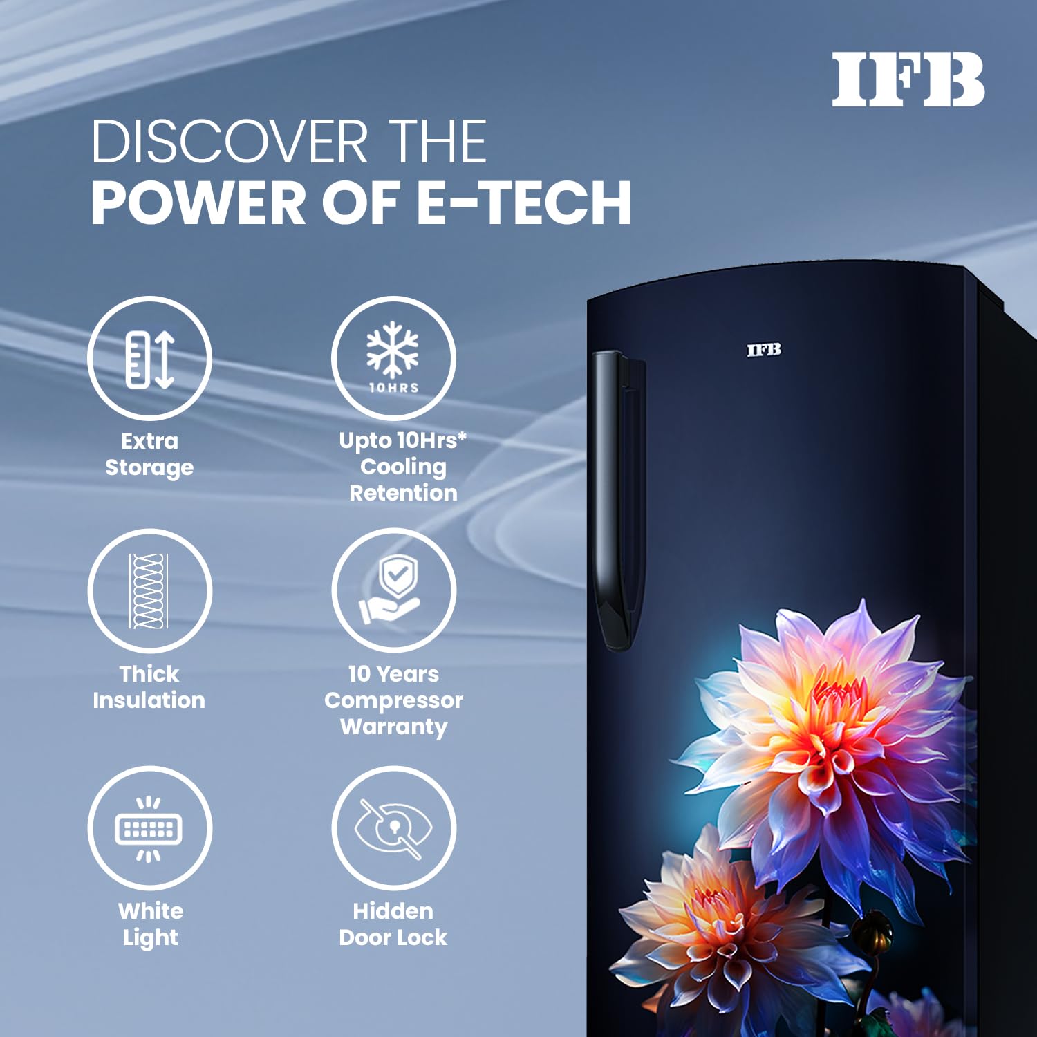 IFB 187L 4 Star Direct Cool Advanced Inverter Single Door Refrigerator (IFBDC-2134DBNED, Divine Bliss-Blue, Humidity Controller, Extraordinary Space with Base Drawer)
