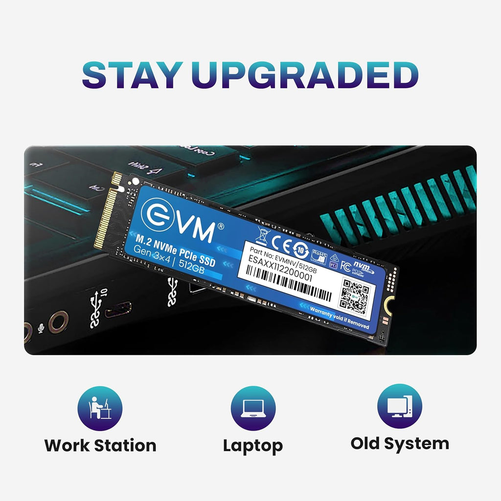 EVM 512GB Gen 3 NVMe (2280) InternalSSD - 3200MB/s Read - PCIe Gen 3x4-5-Year Warranty (EVMNV/512GB)