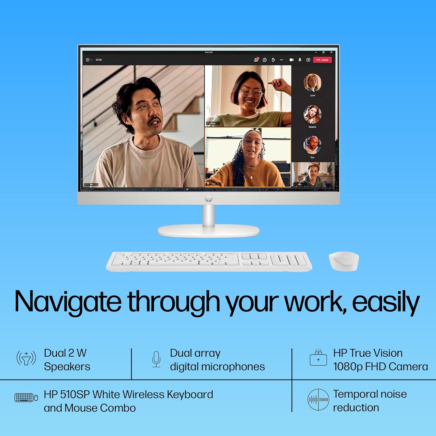 HP AIO, 13th Gen Intel Core i3-1315U,(8GB DDR4,512GB SSD) 300 nits, Anti-Glare, 23.8inch(60.5cm) FHD, Win11, M365, Office24, Shell White, 5.27kg, FHD IR tilt Camera w/Privacy Shutter, 24-cr0901in