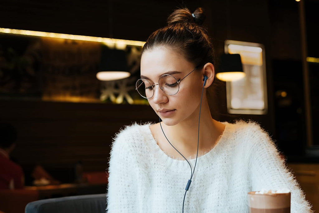Nokia Wired in Ear Earphones (WB-101) with Powerful bass Performance, with mic for Clear Voice Calls, Virtual Assistant Control Enabled. Angled Acoustic Tubes for a Comfortable and Secure fit, Blue