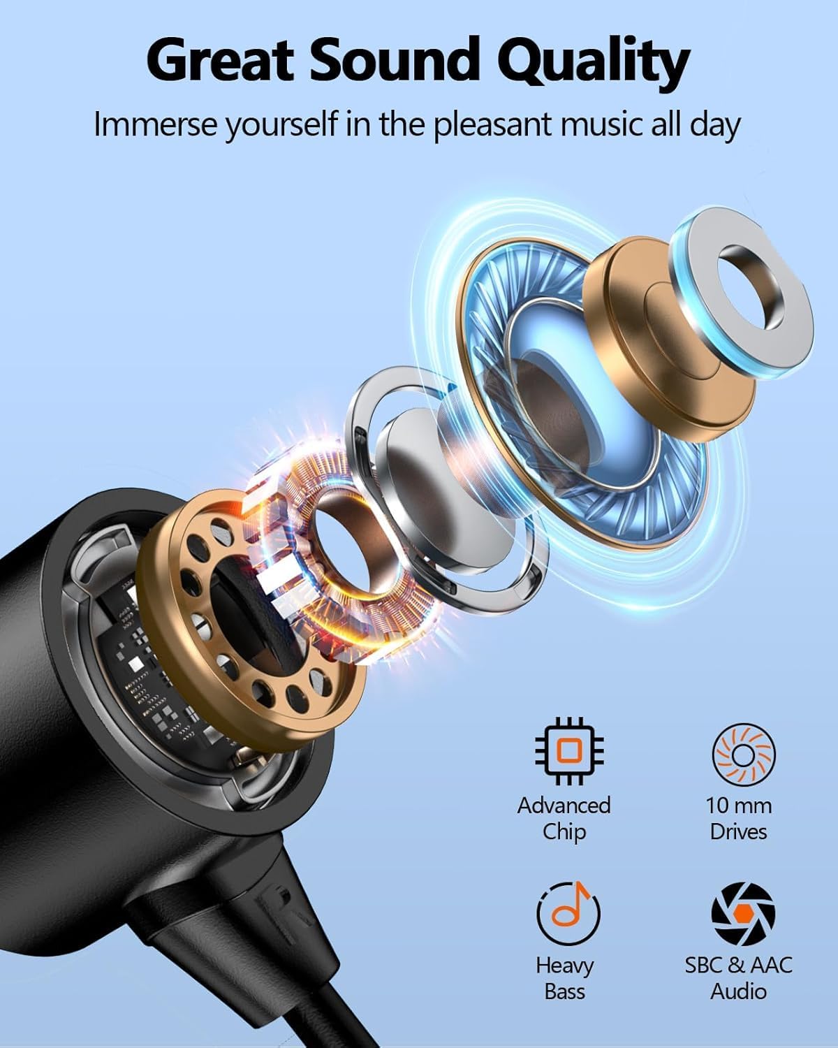 Bouncefit Bluetooth Wireless Mangentic On/Off Neckband, 40 Hours Continuous Playback Battery, Fast Charge, IPX7, Low Latency, Active Noise Cancellation, Earbuds with Mic Earphones (Red)