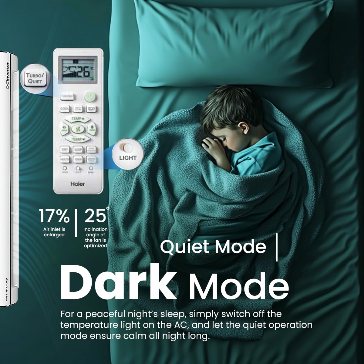 Haier 1.5 Ton 3 Star Twin Inverter Split AC (Copper, 5 in 1 Convertible, Anti Bacterial Filter, Cools at 54°C Temp, Long Air Throw - HSU17V-TMS3BN-INV, White)