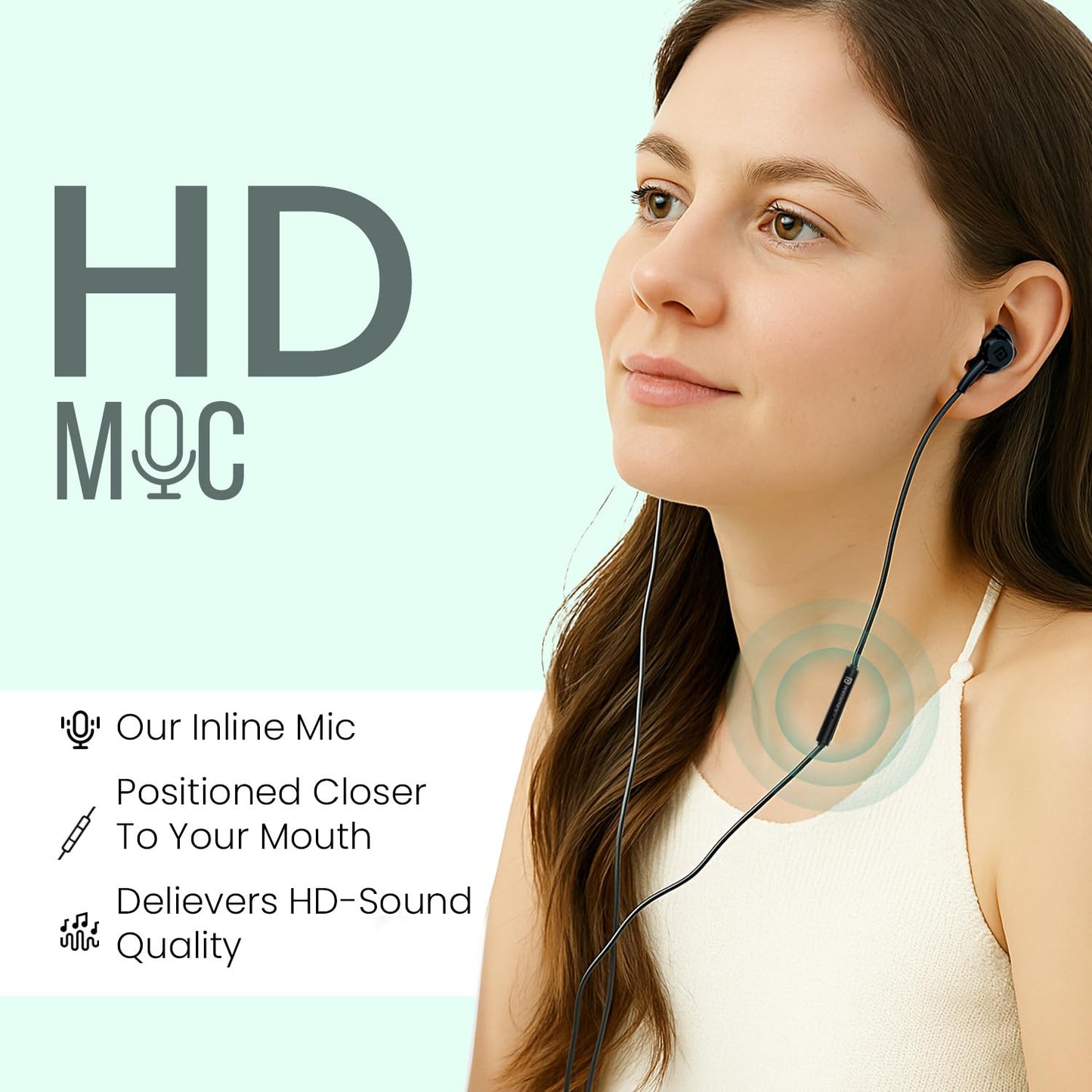 Portronics Conch Gamma C in Ear Type C Wired Earphones with in Line HD Mic & Magnetic Earbuds, Powerful Audio, 14.2mm Driver, TPE Anti Tangle Wire, in line Controls, Wide Compatibility(Black)