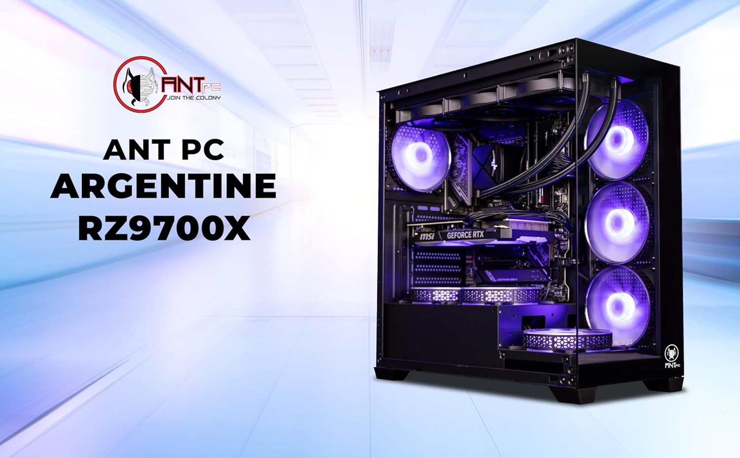 Ant PC Gaming Pc Argentine RZ9700X Ryzen 7 9700X|B840 Chipset WiFi+Bluetooth|32GB DDR5 RAM 5200Mhz| RTX 5070 12GB|1TB Nvme M.2 SSD Gen4|240MM AIO|Mid Tower RGB Cabinet|Windows 11 Home Trial