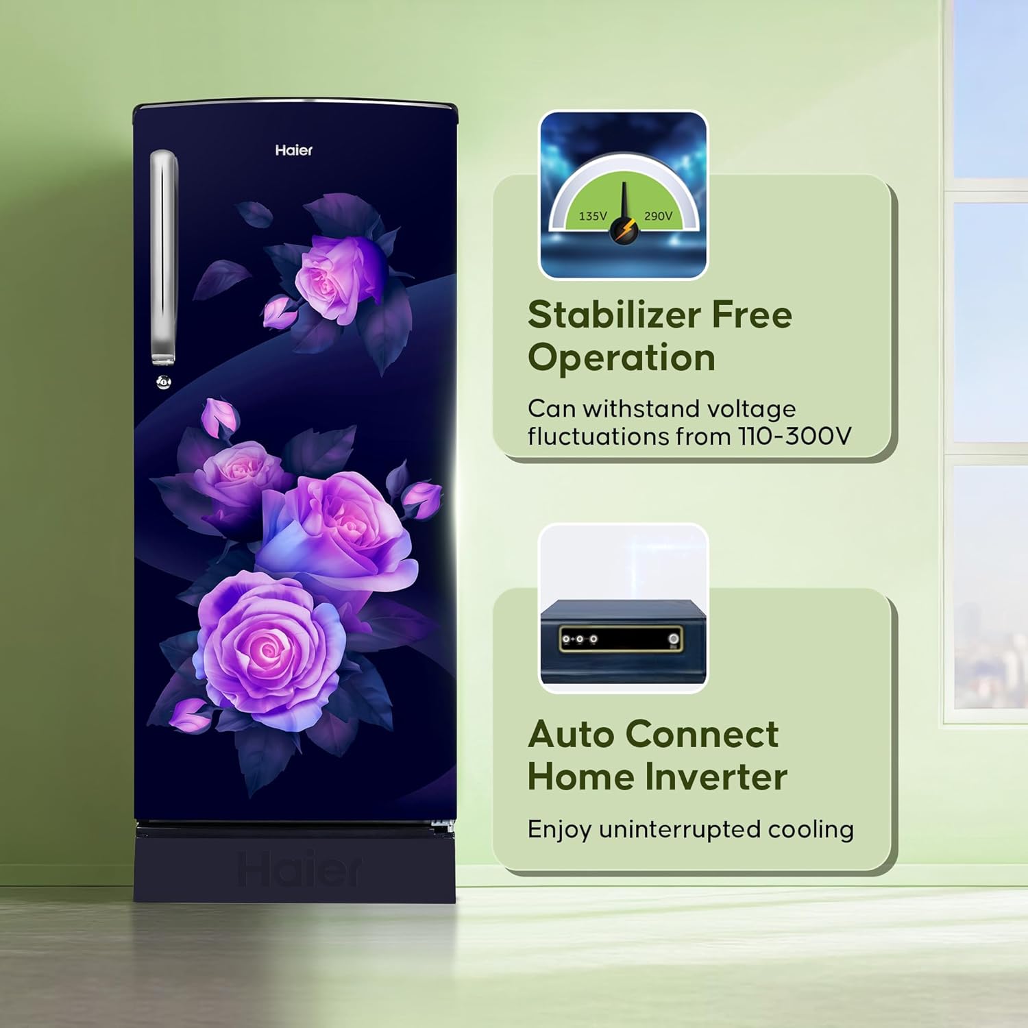 Haier 205 L, 5 Star, Direct-Cool Single Door Refrigerator with Base Stand (HED-215MRB-N, Marine Rose, Base Stand Drawer)