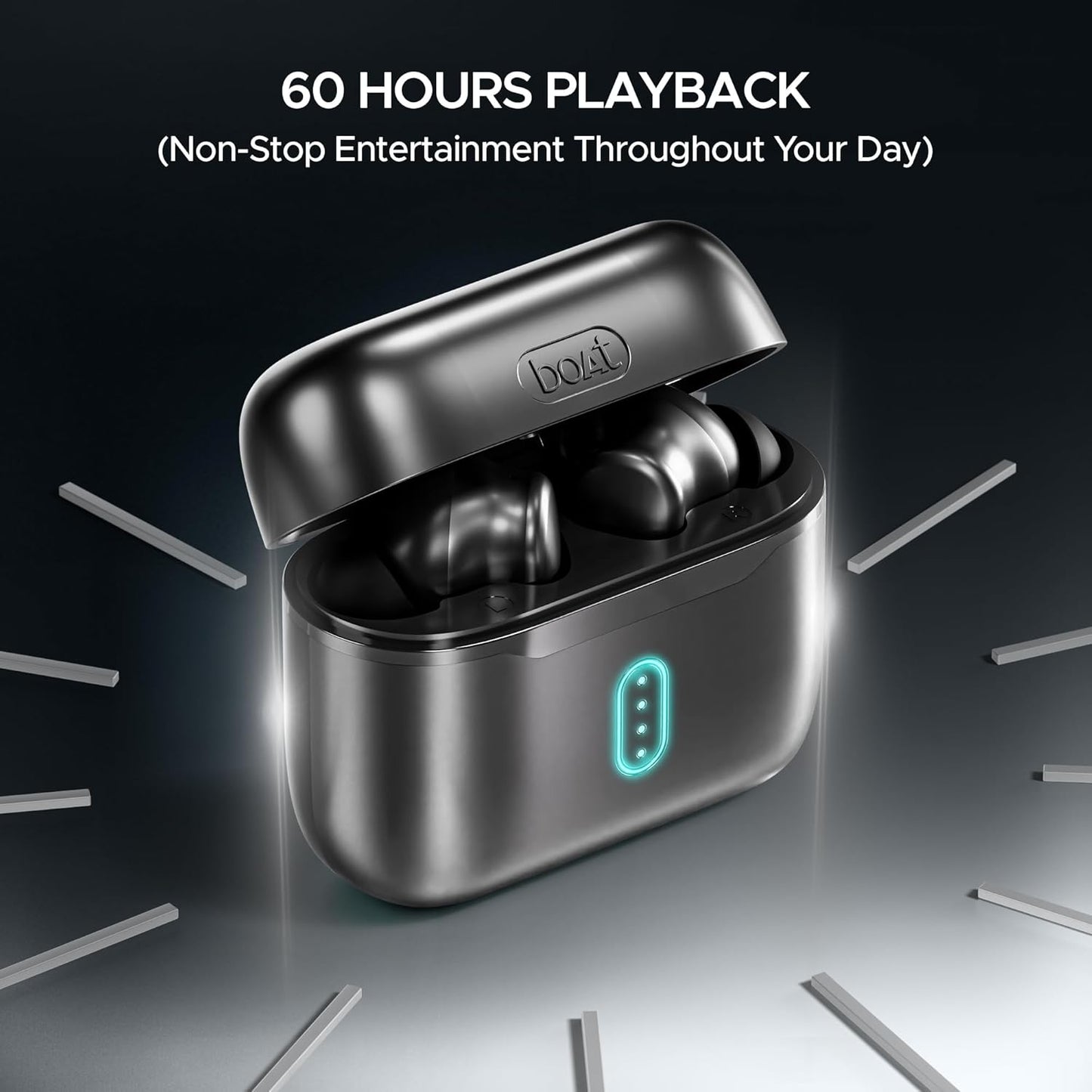 boAt Airdopes 141 Pro Buds, 13mm Drivers, Metallic Finish, 60HRS Battery, 4Mics ENx, Fast Charge, IPX5, v5.3 Bluetooth TWS in Ear Earbuds Wireless Earphones with mic (Obsidian Black)