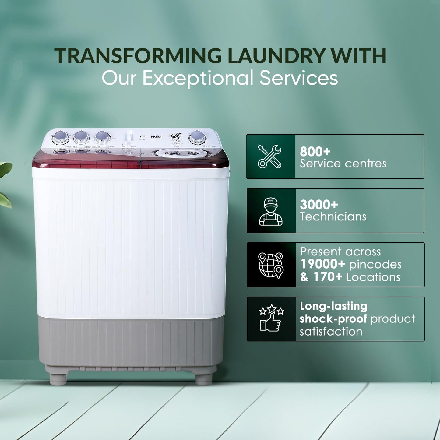 Haier 8.5 Kg 5 Star Oxyi Dry Technology Semi Automatic Top Loading Washing Machine (HTW85-186, Anti Bacterial Vortex Pulsator, Magic Filter, Rat Mesh, Maroon, White)