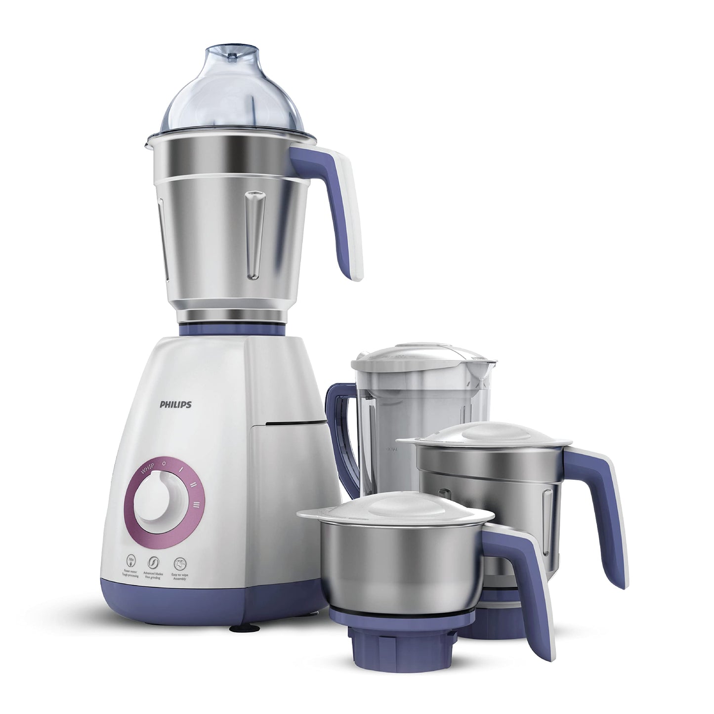 Philips HL7759/00 Mixer Grinder, 750W Turbo Motor, 4 Jars (Black), Quick cool ventilation for longer motor life