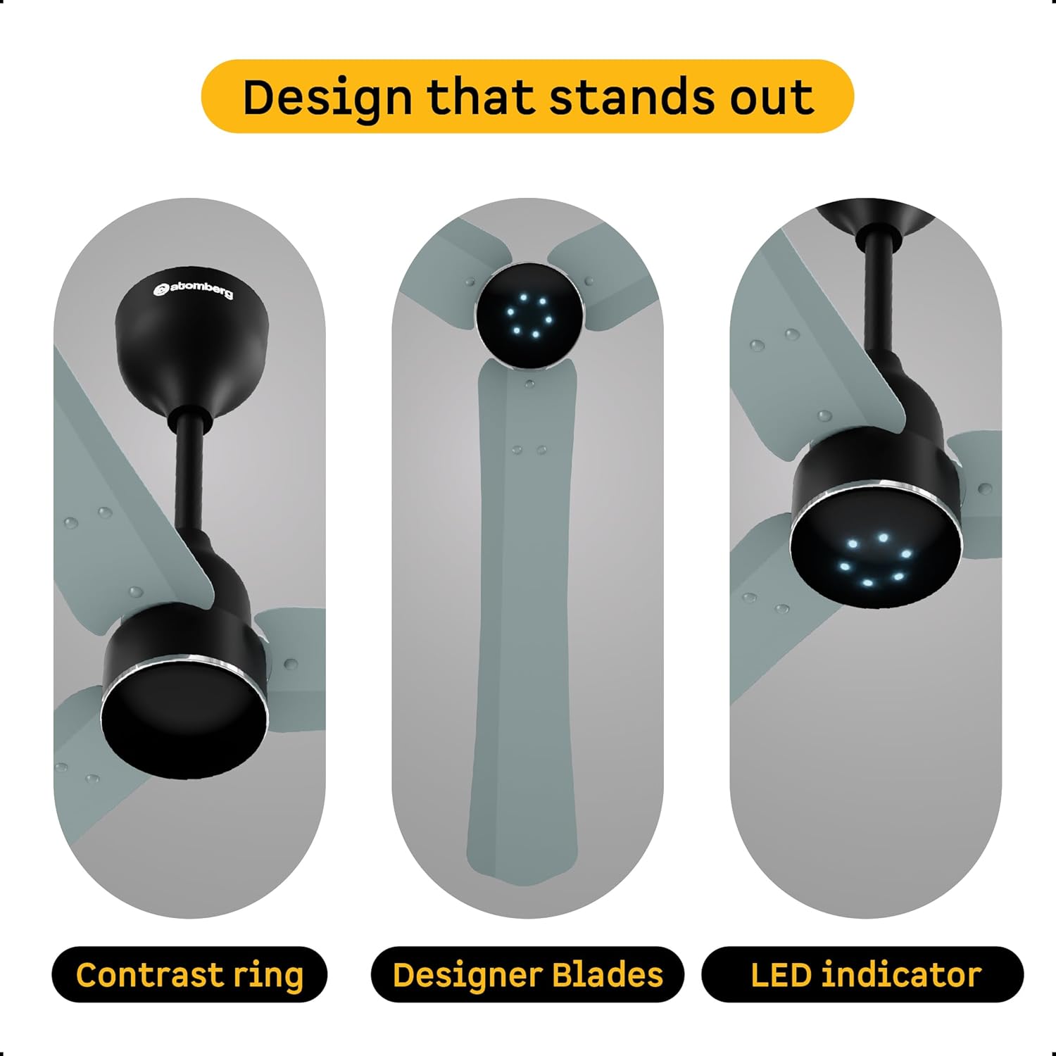 atomberg Renesa Halo Smart Alexa Enabled 1200mm BLDC Ceiling Fan with Remote | 5 star | High Air Delivery | Low noise | LED Speed Indicator | Sleek Design | | 3 Year Warranty| Misty Teal