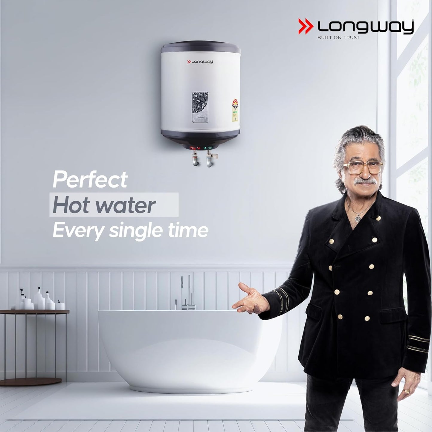 Longway Superb 10 Liters 5 Star Rated Automatic Instant Water Heater for Home | Water Geyser | Electric Geyser with Multiple Safety System & Anti-Rust Coating | 5 Years Warranty on Tank | Gray