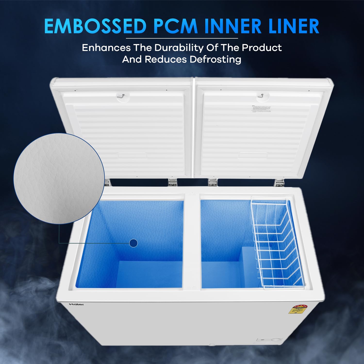 Haier HFC-325CM5, Double Door Combo Freezer (Half Cooler & Half Freezer Combo), Freeze & Chill together, Dual Condenser, Metal liner & 4 Years Comprehensive Warranty (White)