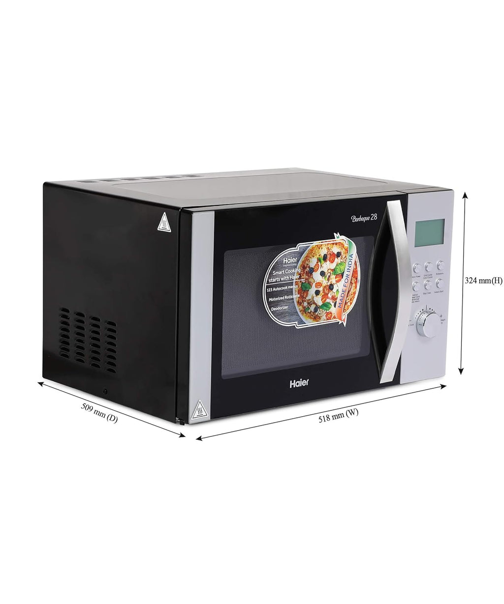 Haier HIL2801RBSJ 28L Convection Microwave Oven (Black, Rotisserie Function)