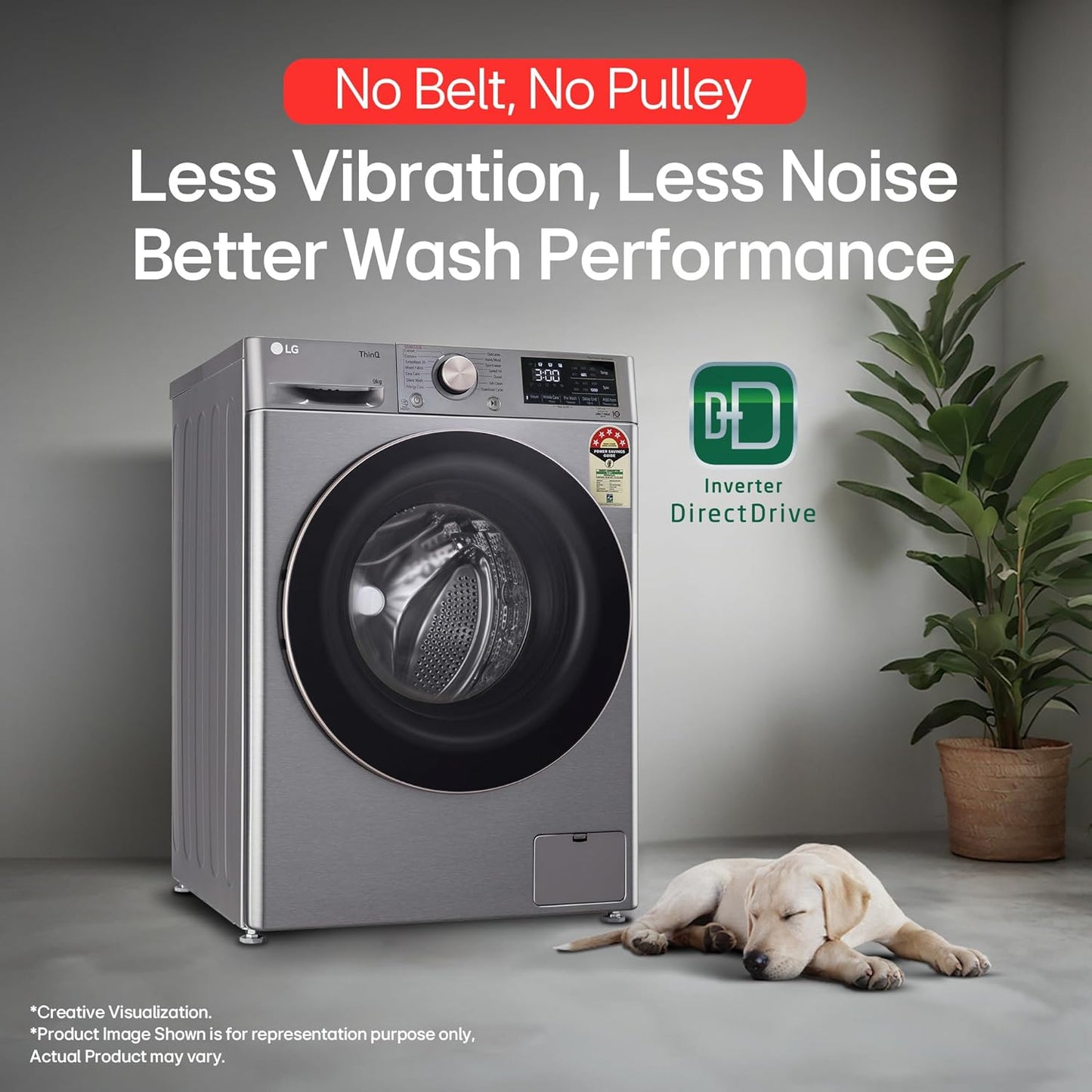 LG 9 Kg, 5 Star, AI Direct Drive Technology, Wi-Fi, Steam+ with Wrinkle Care, Fully Automatic Front-Loading Washing Machine (FHP1209Z7P, Intelligent & Convenient Fabric Care, Allergy Care, Platinum)