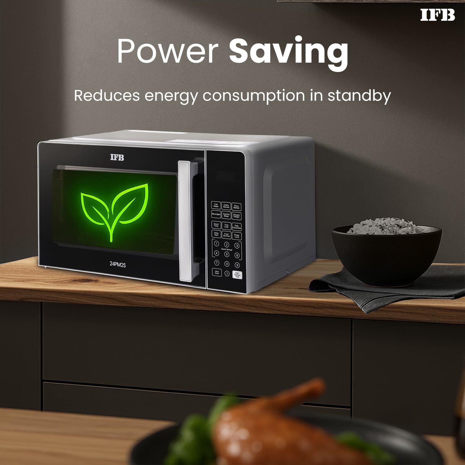 IFB 24L Solo Microwave Oven (24PM2S, Multi Stage Cooking with 69 Indian & Continental Auto Cook Menus, Child-lock Protection, Deodorize function, Delay Start & Power Save, black)