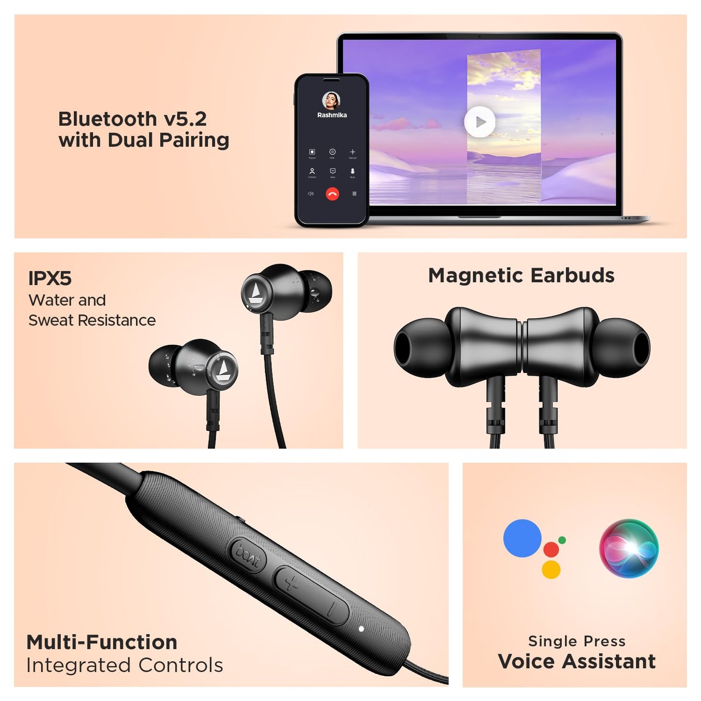 boAt Rockerz 245 v2 Pro, 30HRS Battery, ENx Tech, Fast Charge, Low Latency, Dual Pairing, Magnetic Ear Buds, IPX5, Type-C Interface, Bluetooth Neckband with Mic in Ear Earphones (Active Black)