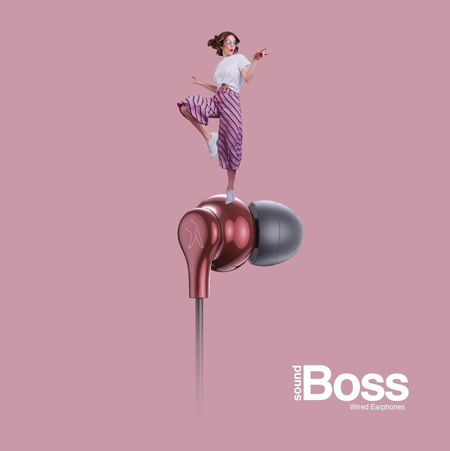 FINGERS SoundBoss Wired Earphones (with in-Built Mic, Sturdy Cable and L-pin Connector)- Burgandy