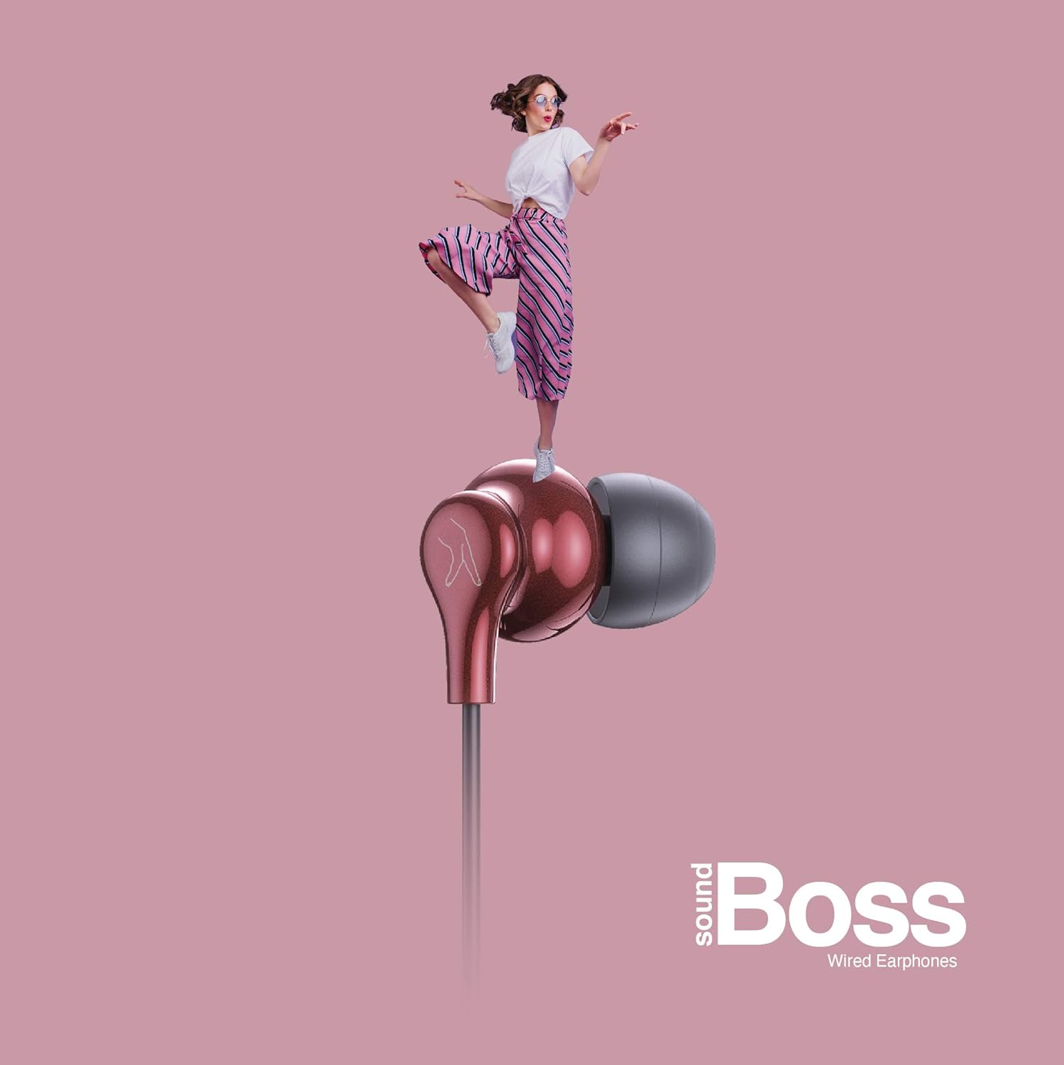 FINGERS SoundBoss Wired Earphones (with in-Built Mic, Sturdy Cable and L-pin Connector)- Burgandy