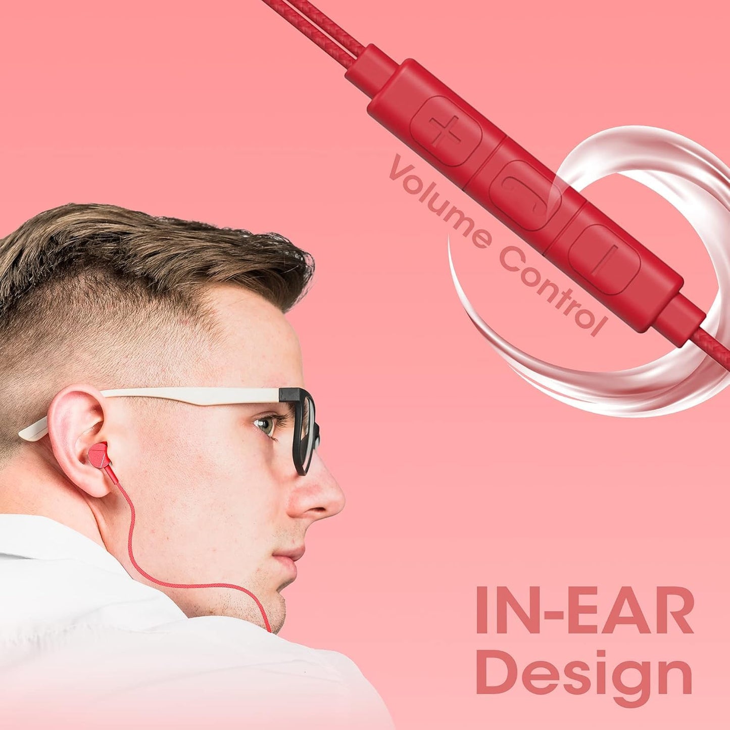 ZEBRONICS Zeb-Buds C2 in Ear Type C Wired Earphones with Mic, Braided 1.2 Metre Cable, Metallic Design, 10mm Drivers, in Line Mic & Volume Controller (Red)