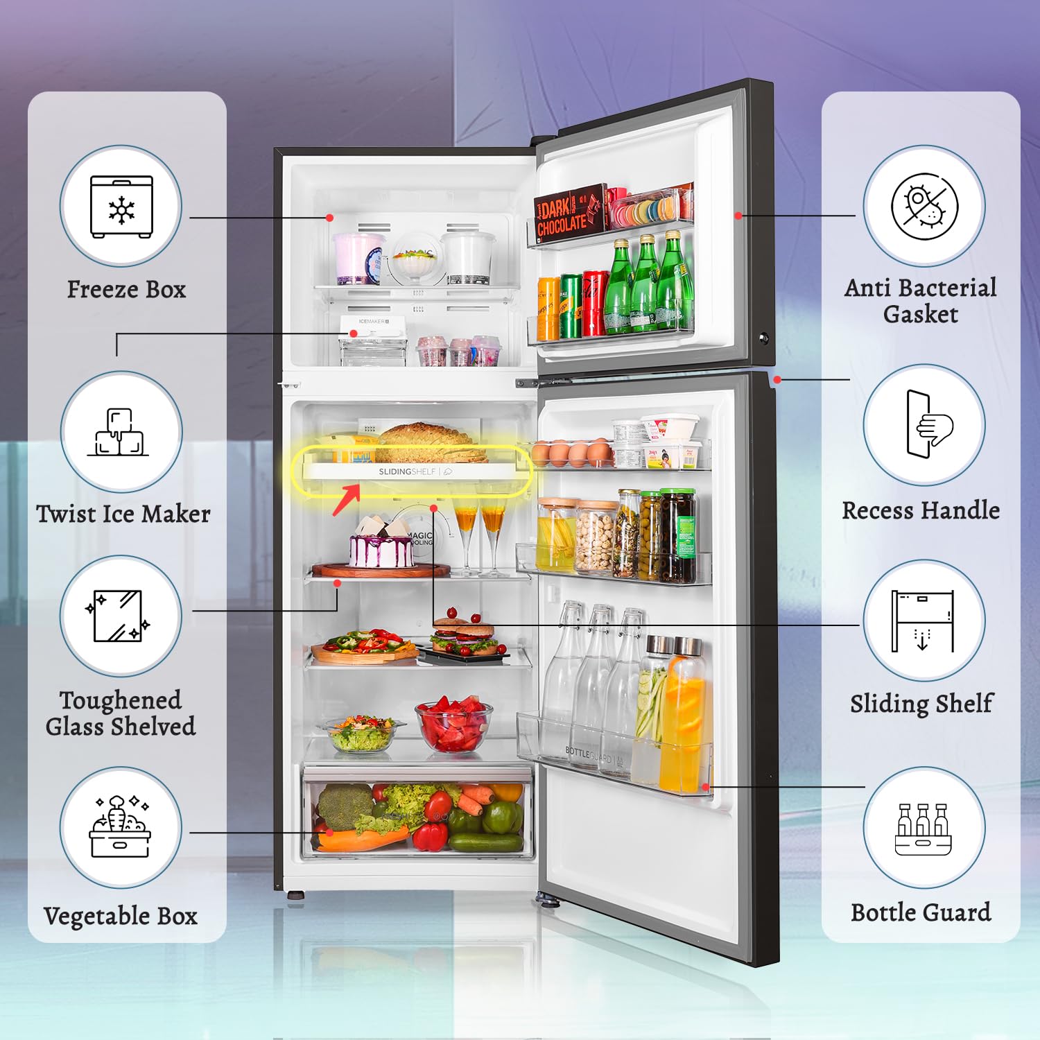 Haier 328 L, 3 Star, Convertible 10-in-1, Triple Inverter & Fan Motor Technology, Frost Free Double Door Refrigerator (HRF-3783YGG-P, Yellow Grey Glass)