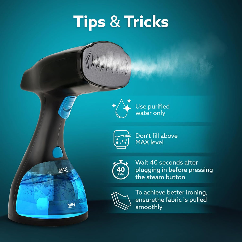 AGARO Signify Handheld Garment Steamer, Wrinkle Remover, Iron, Fast Heat, Ceramic Steam Nozzle, 1500W, 260 ML Water Tank, Detachable Fabric Brush