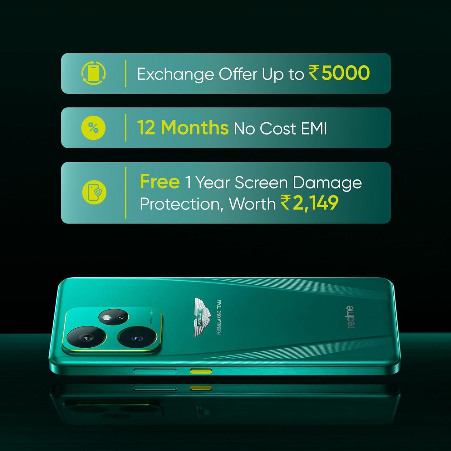 realme GT 7 Dream Edition (Aston Martin Green,16GB+512GB) | Co-Designed with Aston Martin Aramco F1 Team | India’s 1st MTK D9400e | Strongest Battery Combo 7000mAh+120W | AI 4K 120FPS Travel Camera