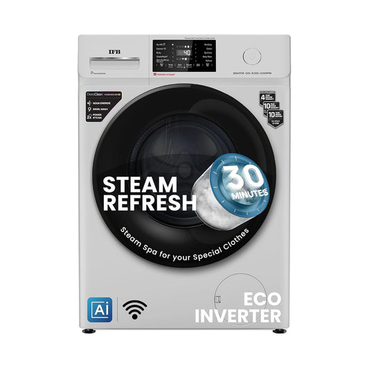 IFB 8 Kg 5 Star Powered by AI with 9 Swirl Wash, WiFi, Fully Automatic Front Load Washing Machine (Senator GXN 8012, Steam Refresh Program with Eco Inverter, Grey)