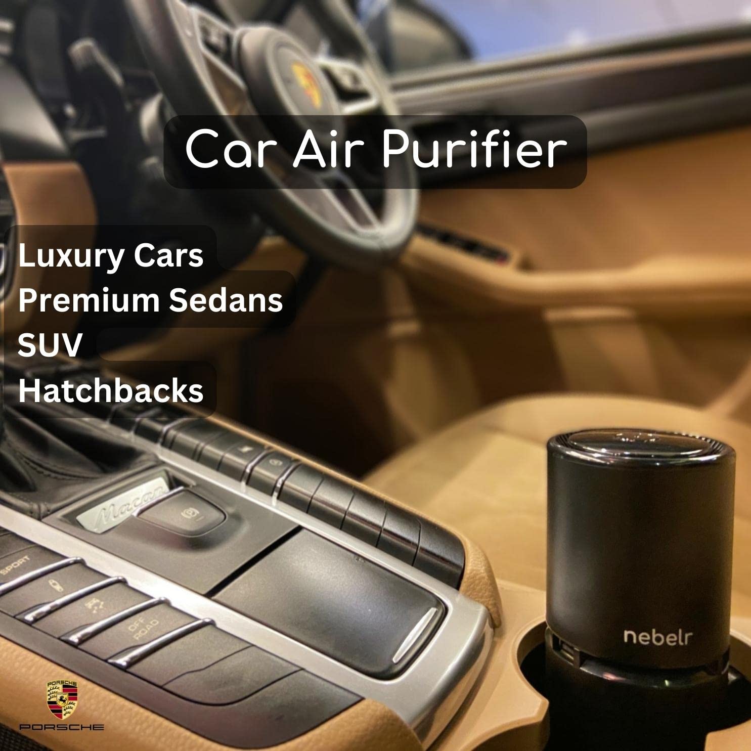 Nebelr Car Air Purifier Ionizer - Premium - Zero Filter - Alluminium - 10 Million Negative Ions - Kills 99.9% Viruses - Removes Dust - Portable - Designed in Japan - 2025 - USB C - with Car Charger