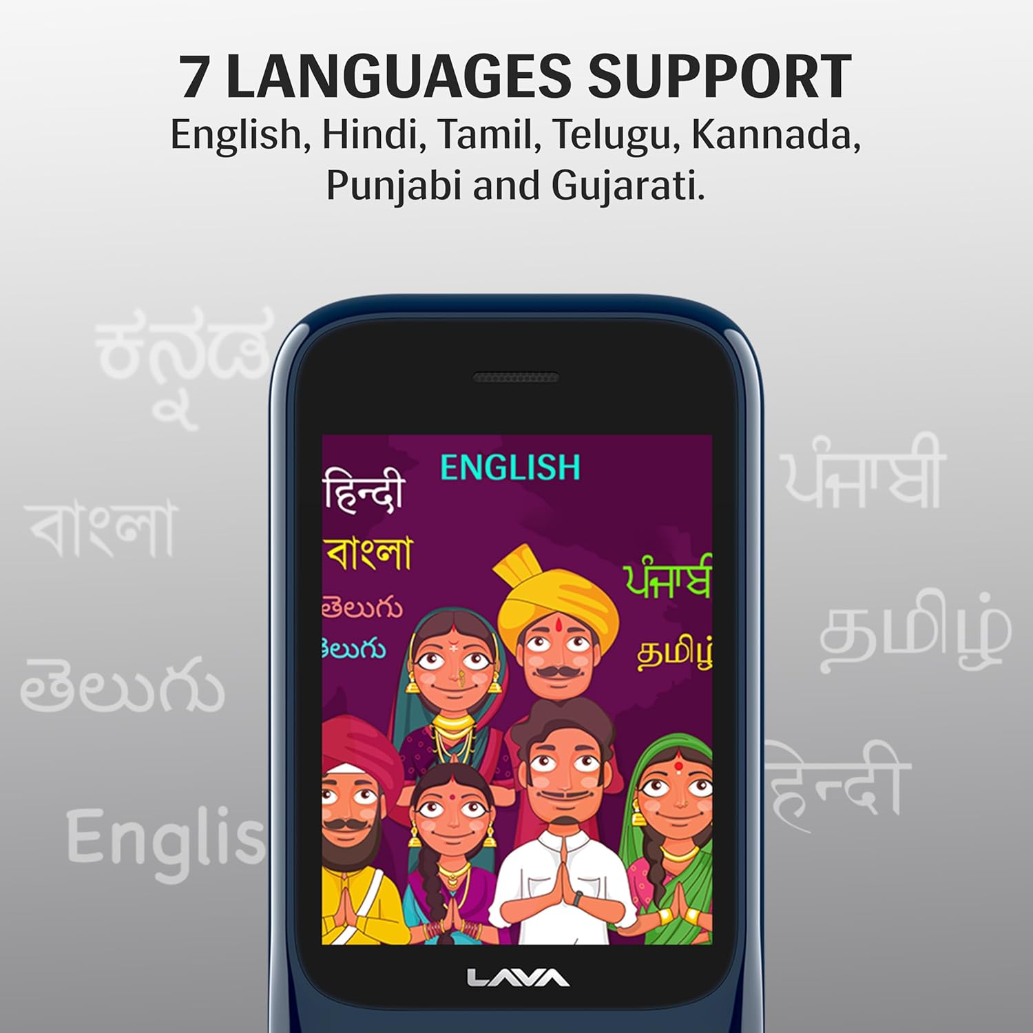 Lava Gem 2025 Dual Sim Keypad Phone (2.8" Display, Camera & Flash) | 2575mAh Smart AI Powerful Battery | Wireless FM & Recording | Stereo Speakers | Call Recording (Blue Chrome)