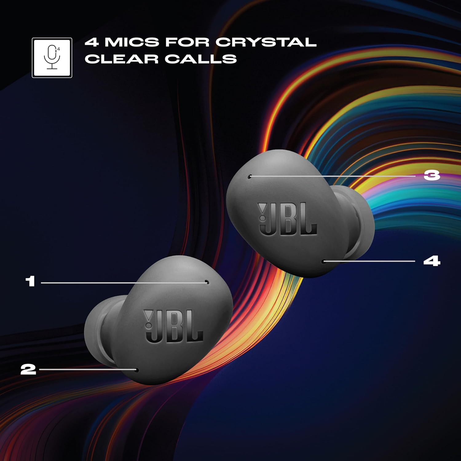 JBL Wave Buds 2 Ear Buds Wireless BluetoothV5.3, Active Noise Cancellation EarBuds,Multi Connect, App for Customized Extra Bass Eq, Relax Mode,Speed Charge, 40H Playback, Fast Pair, 4 Mics,IP54(Black)