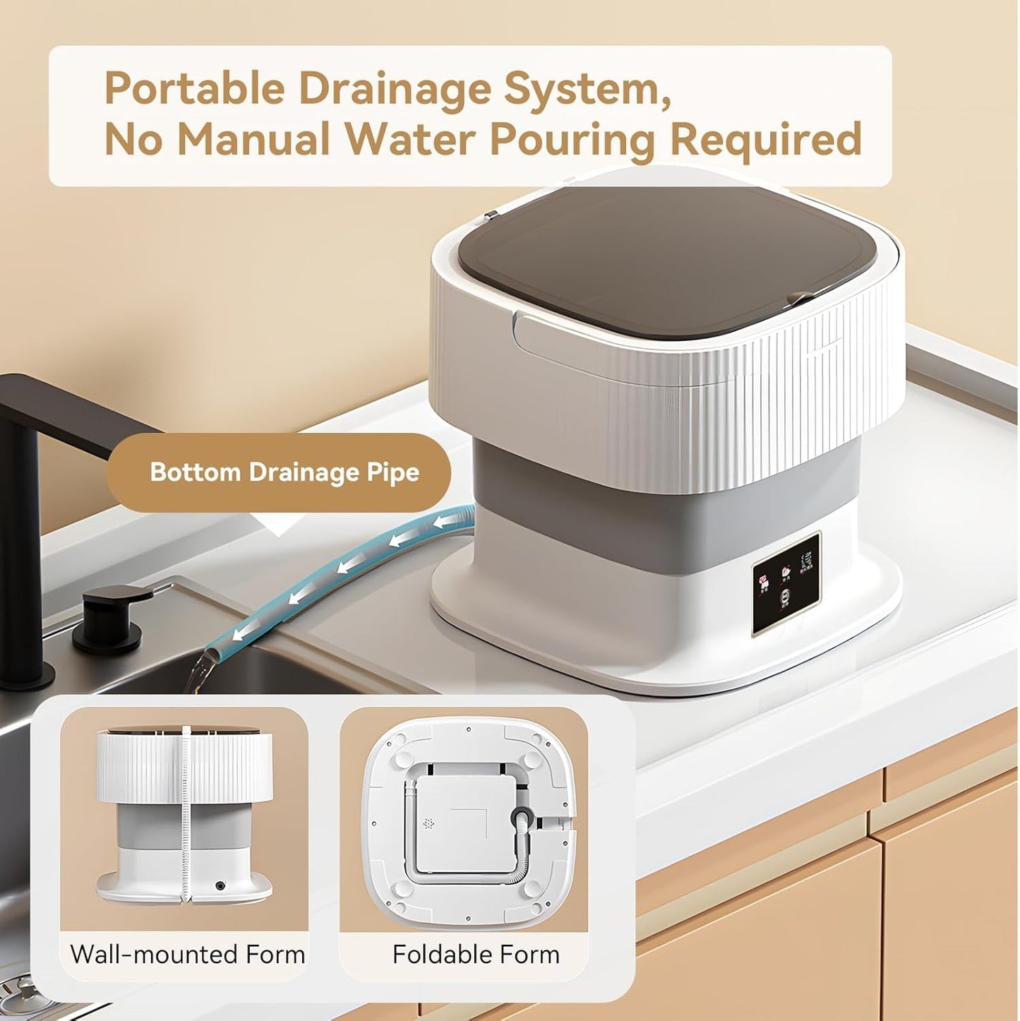 Welko Semi Automatic Folding 2kg Top Loading Mini Washing Machine with Cloth Dryer Deep Cleaning for Underwear Washing Machine Clothes Washer Home