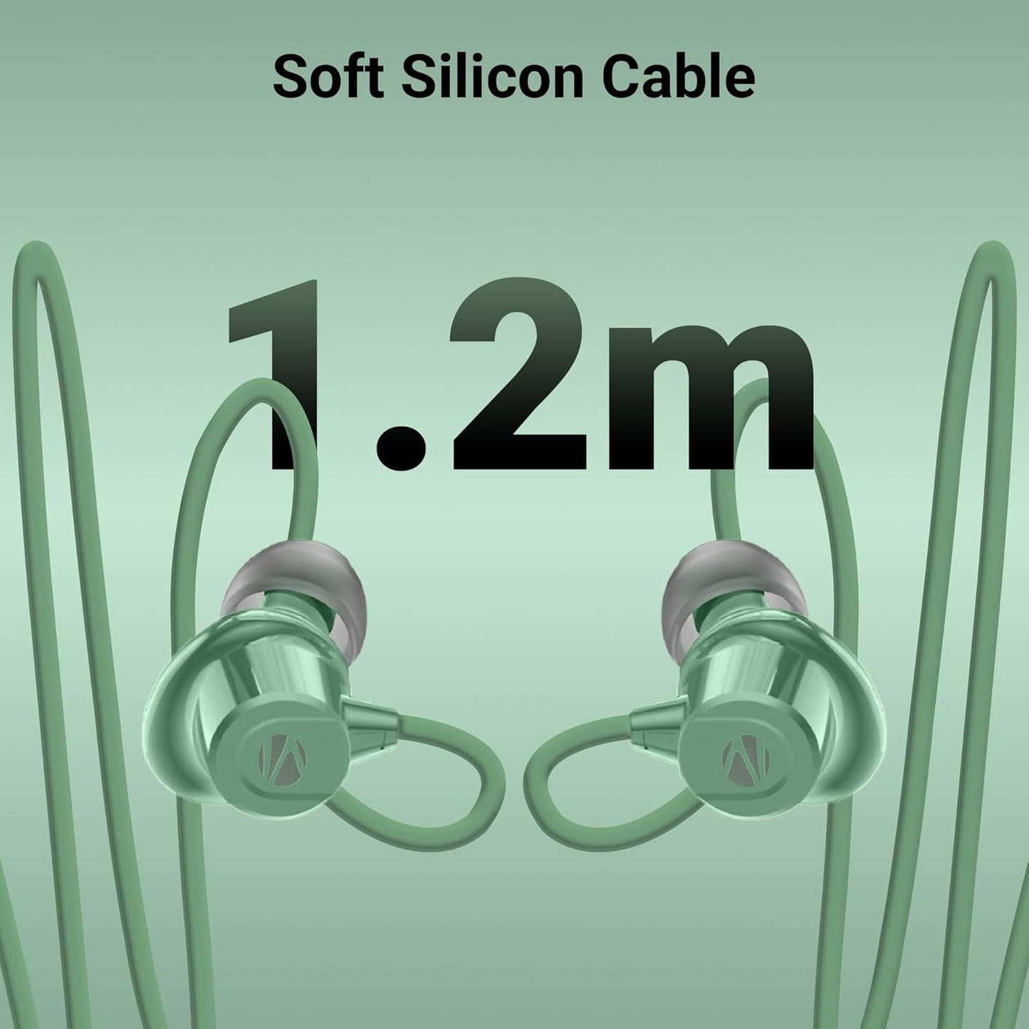 ZEBRONICS Buds 50, 3.5mm, in-Ear, Wired Earphones, in-Line MIC, 10mm Neodymium Bass Drivers, 1.2m Soft Silicon Cable, Magnetic Earbuds, Compatible with Mobile | Tablet | Laptop (Green)