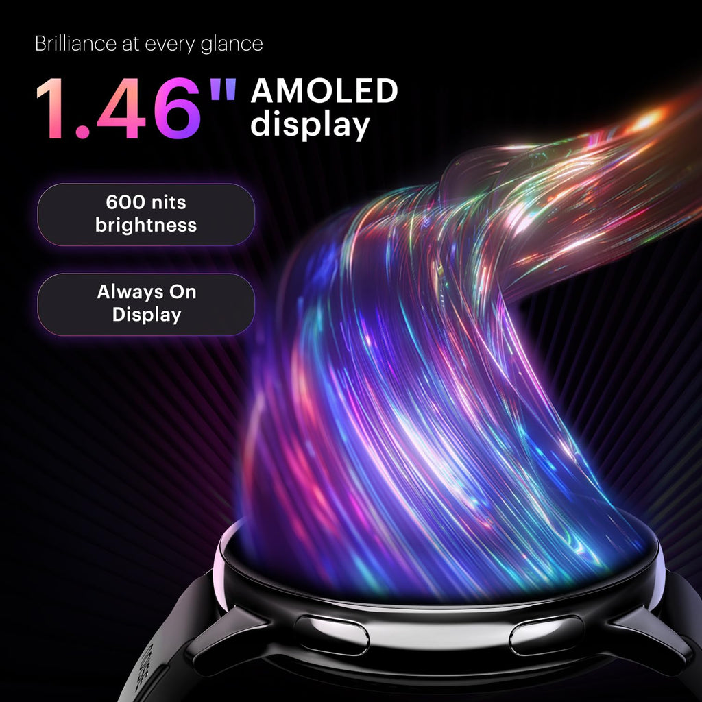 Noise Vortex Plus 1.46 AMOLED Display, AoD, BT Calling, Sleek Metal Finish, 7 Days Battery Life, All New OS with 100+ Watch Faces & Health Suite (Black)