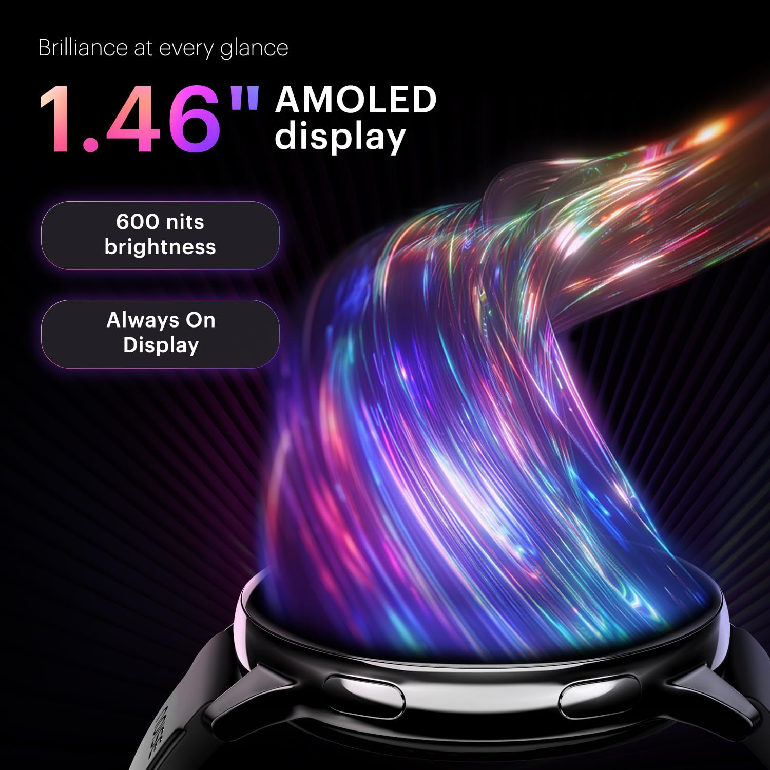 Noise Vortex Plus 1.46 AMOLED Display, AoD, BT Calling, Sleek Metal Finish, 7 Days Battery Life, All New OS with 100+ Watch Faces & Health Suite (Black)