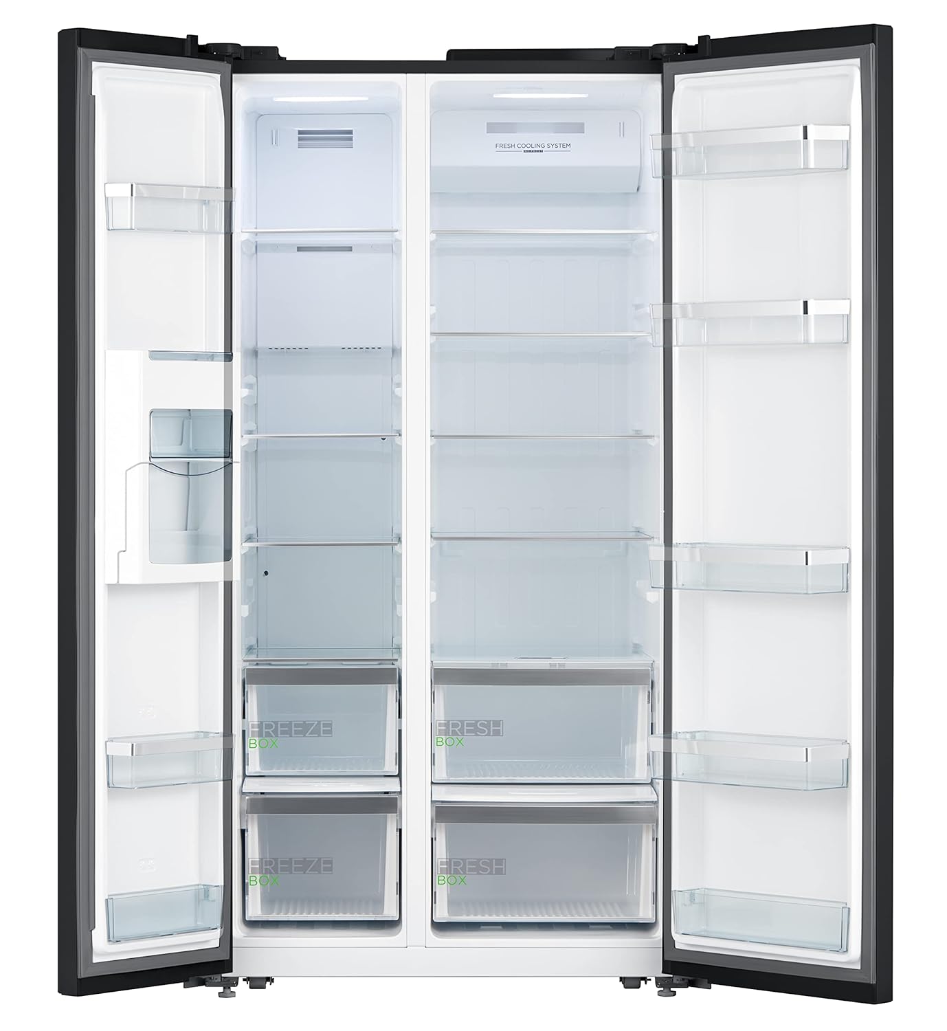 Midea 661 L Side By Side Refrigerator With Inverter (Mdrs853Fgg22Ind, Black, Glass Finish) - 1 Star, Frost Free
