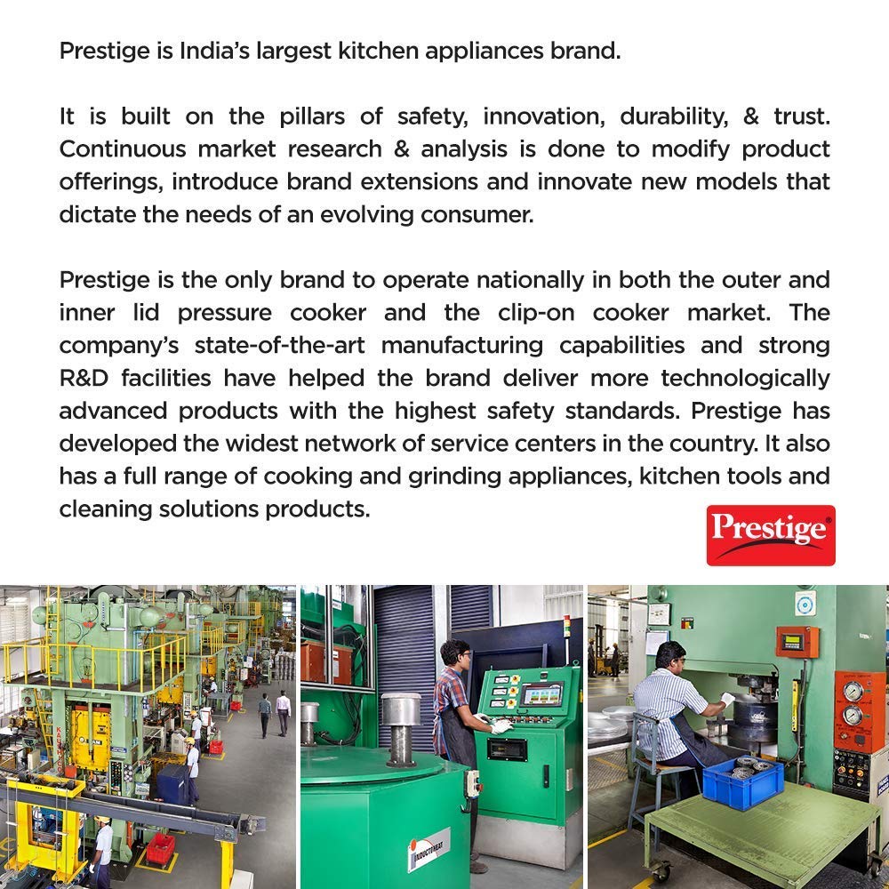 Prestige Popular Stainless Steel Outer Lid Pressure Cooker, 3 Litres, Silver