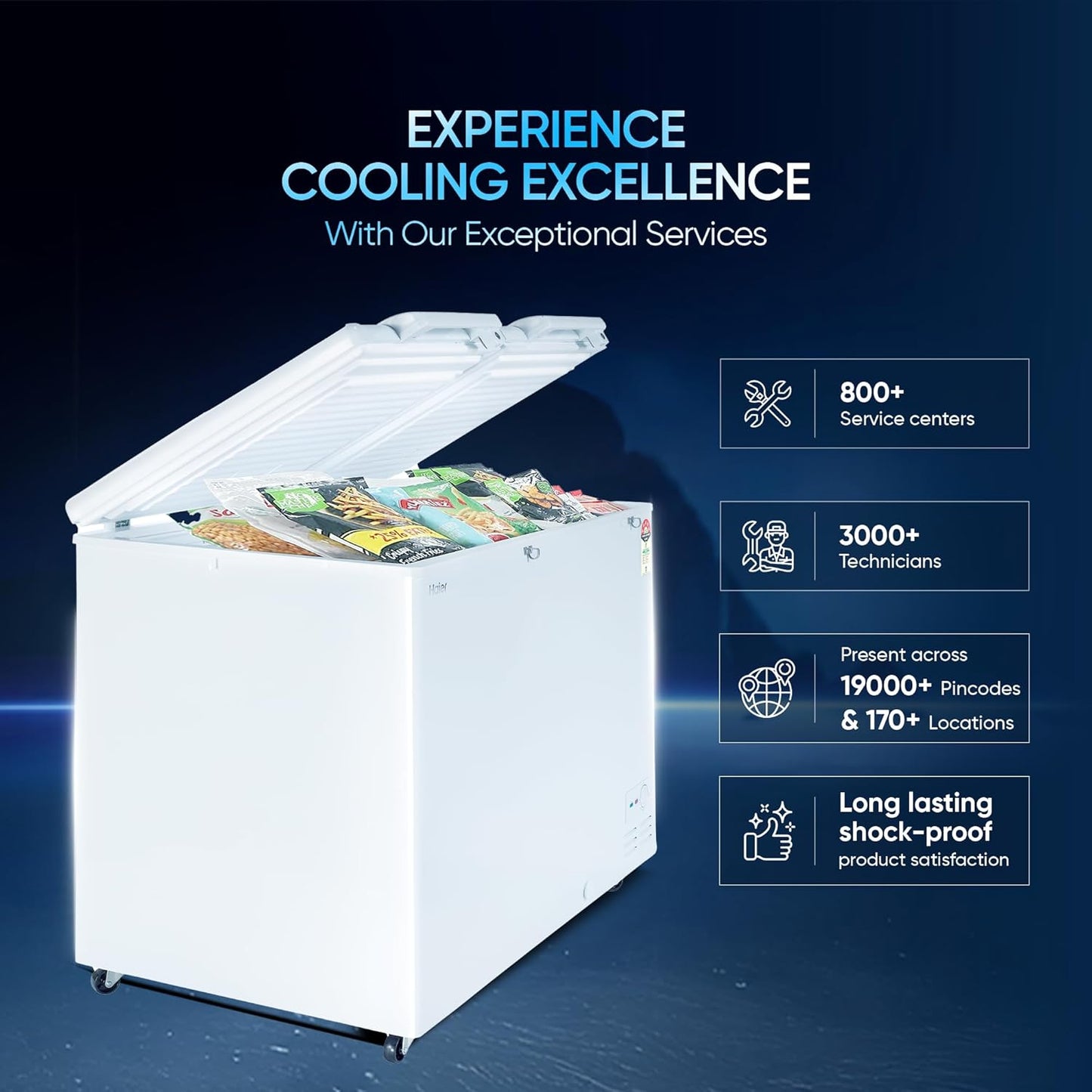 Haier HFC-350DM5, 5 Star Rating Double Door Convertible Deep Freezer, 5 Side Freezing, Dual Condenser, inside metal liner with 4 Years Comprehensive Warranty (White)