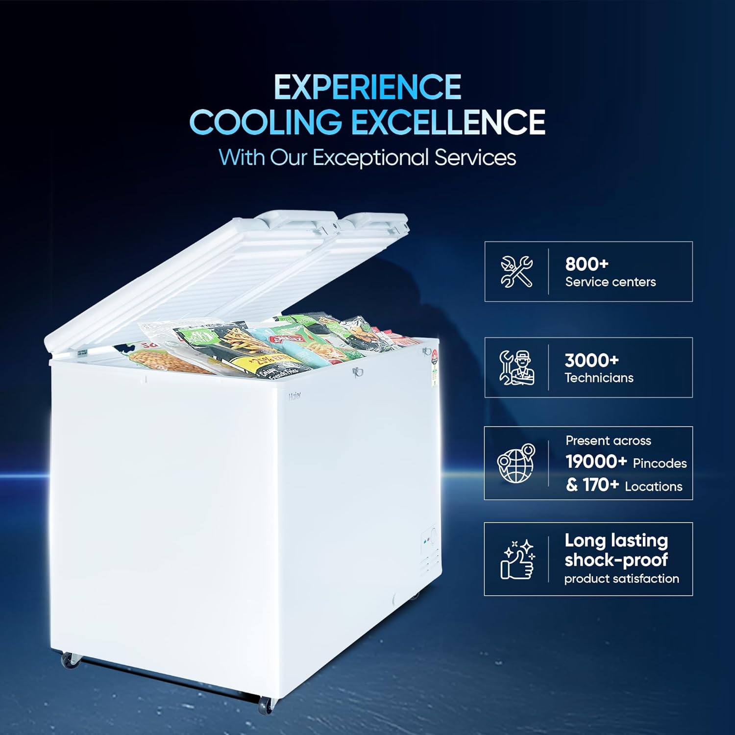 Haier HFC-350DM5, 5 Star Rating Double Door Convertible Deep Freezer, 5 Side Freezing, Dual Condenser, inside metal liner with 4 Years Comprehensive Warranty (White)