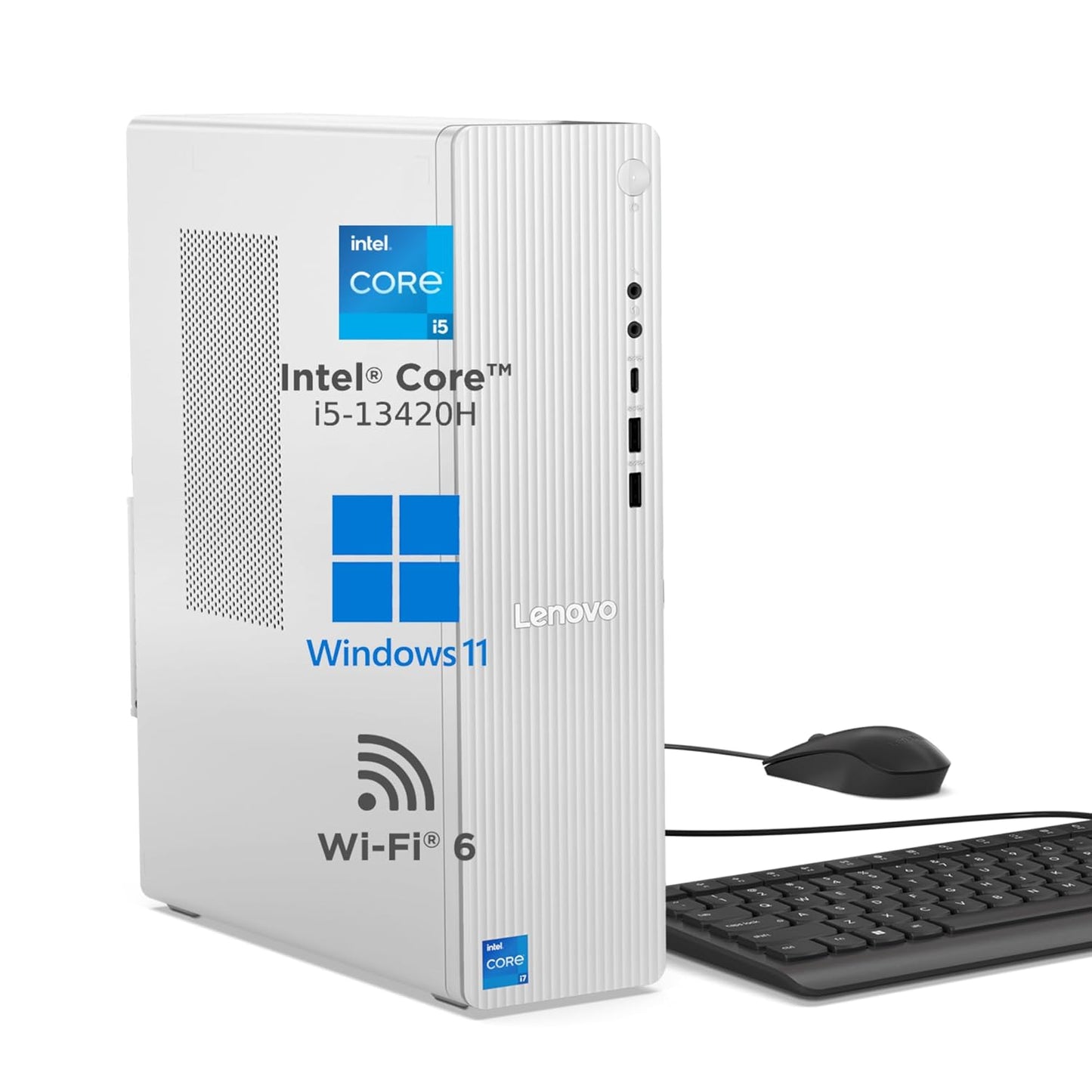 Lenovo IdeaCentre Tower 13th Gen Core i5-13420H (8GB RAM/512GB SSD/Integrated Intel UHD Graphics/Windows 11/WiFi 6/Bluetooth 5.2/USB Calliope Keyboard & Mouse/3Yr Warranty/Grey), 90XW005UIN