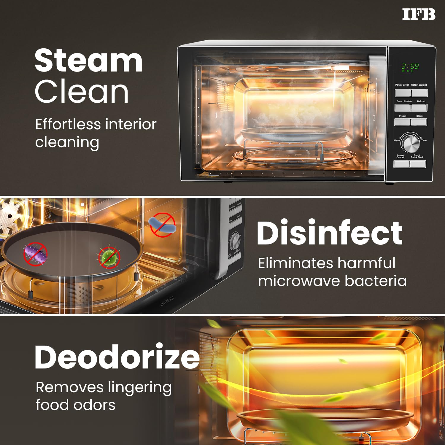 IFB 25 L Solo Microwave Oven (25PM2S, Anti Rust Stainless Steel Cavity With 61 Auto Cook Menus, Multi Stage Cooking, Auto Defrost, Silver)