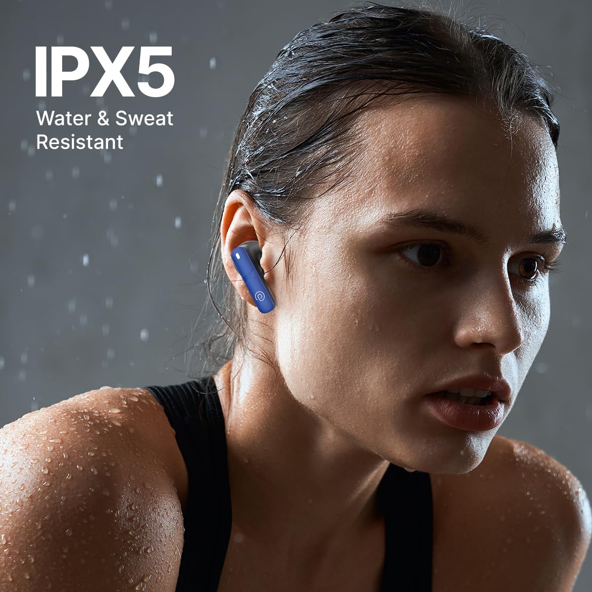 pTron Bassbuds Blaze in-Ear TWS Earbuds w/ 13mm Drivers, 50Hrs Playtime, AI-ENC Clear Calls, Bluetooth V5.4 Wireless Headphones, Touch Control, Voice Assistant, Type C Charging & IPX5 (Blue & Black)