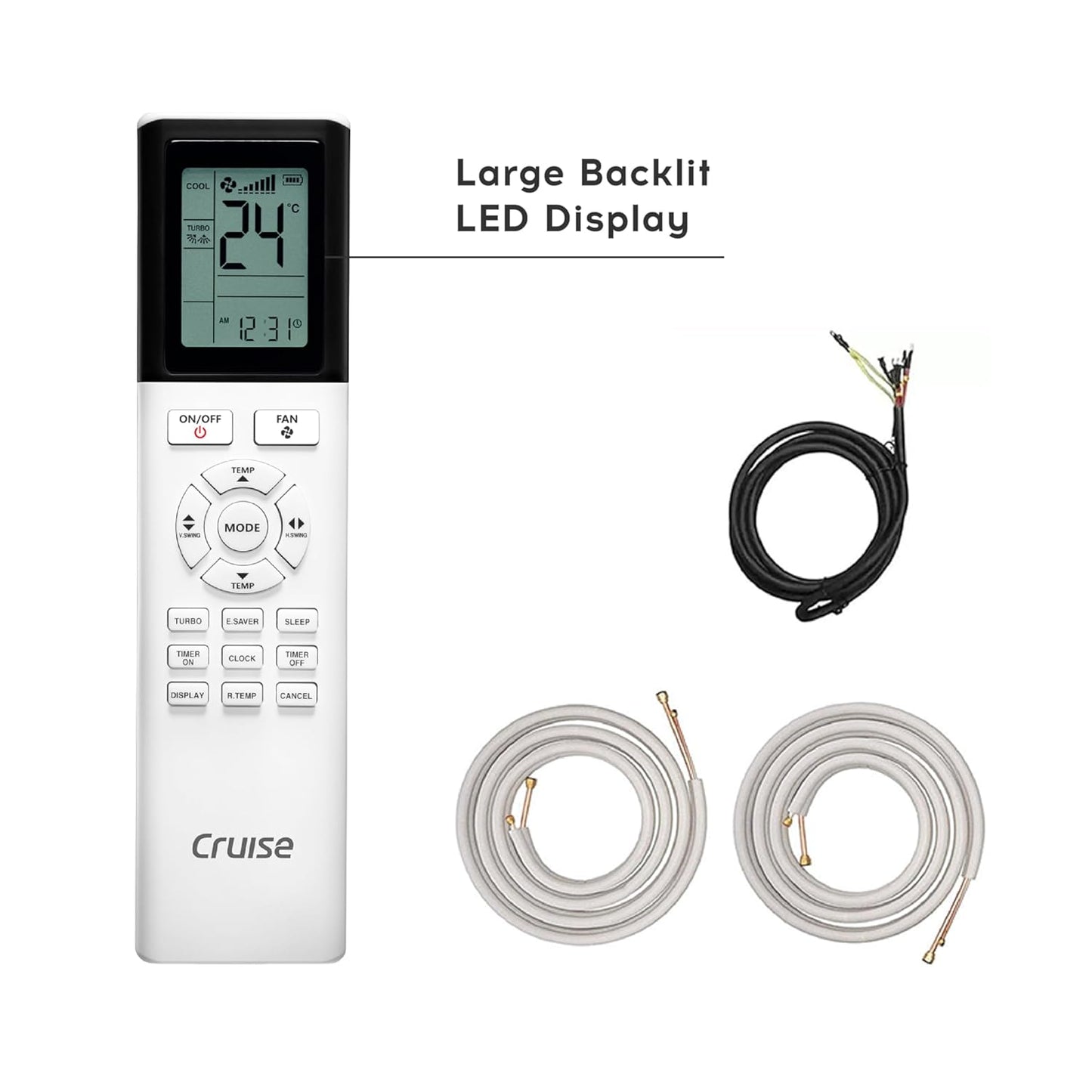 Cruise Limited Edition 1.5 Ton 3 Star Black Inverter Split AC (5200W, Copper, Heavy Duty, 4-in-1 Convertible Cooling, 4-Way Swing, PM 2.5 Filter, Anti-Rust Tech, CWCVBL-VP3F183BL, Piano Black)