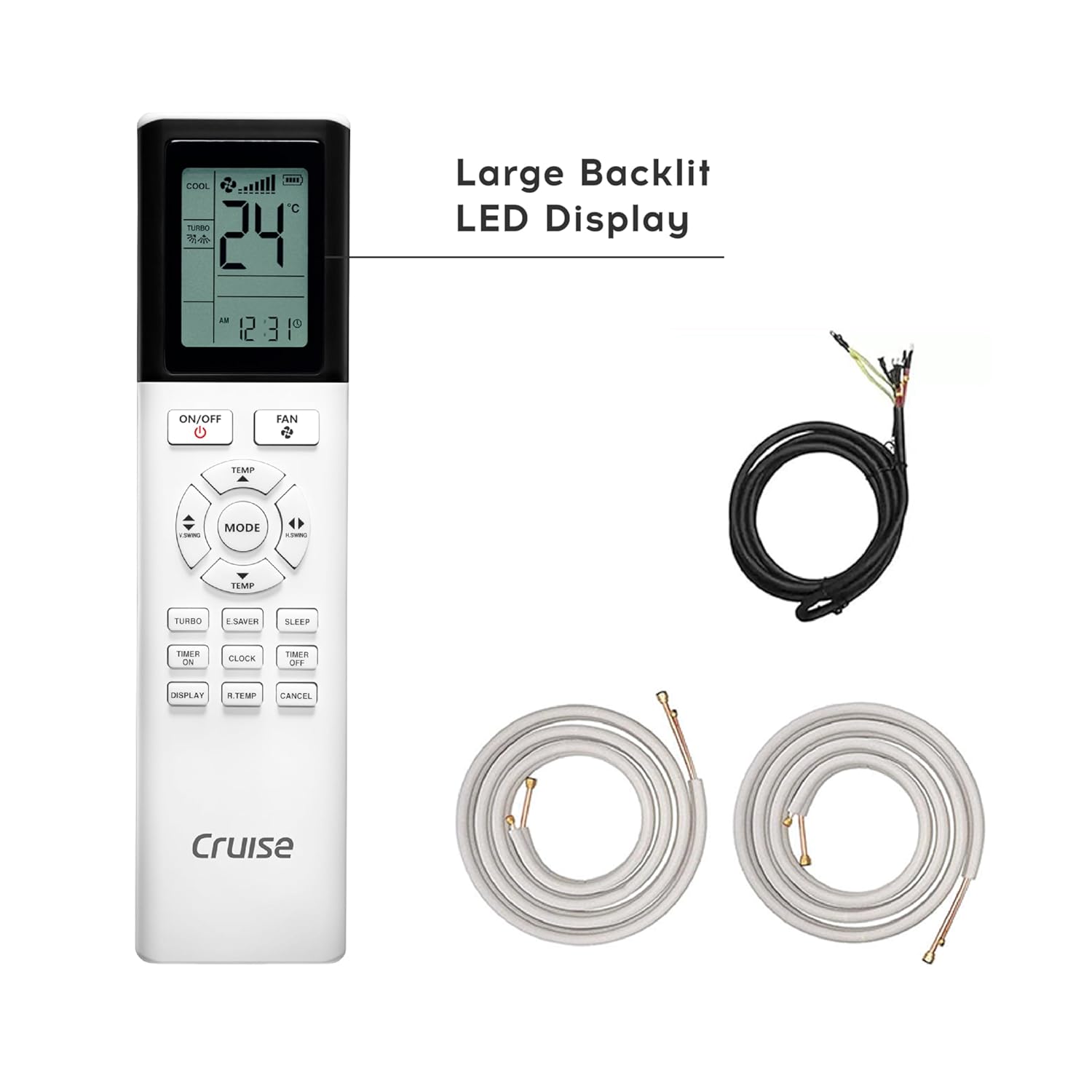 Cruise Limited Edition 1.5 Ton 3 Star Black Inverter Split AC (5200W, Copper, Heavy Duty, 4-in-1 Convertible Cooling, 4-Way Swing, PM 2.5 Filter, Anti-Rust Tech, CWCVBL-VP3F183BL, Piano Black)