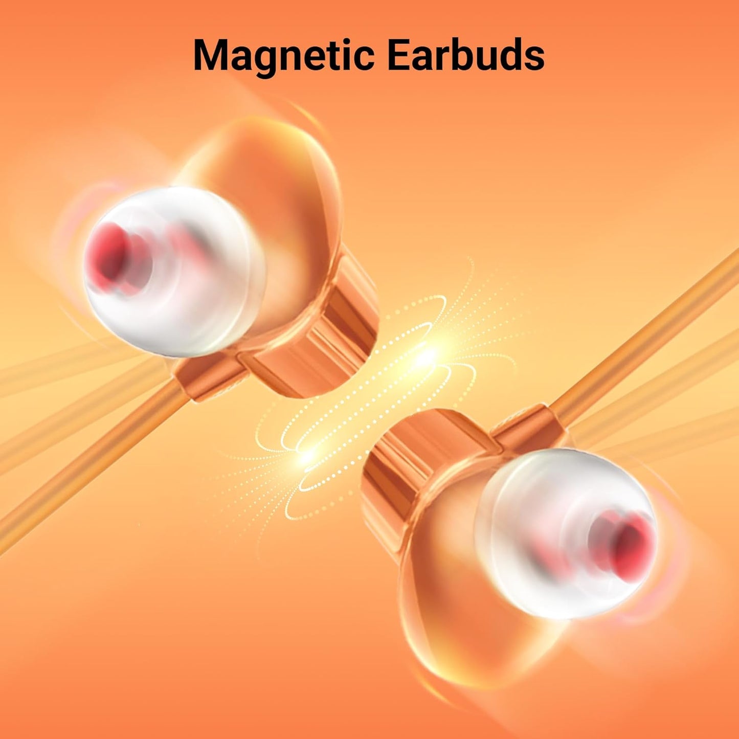 ZEBRONICS Buds 50, 3.5mm, in-Ear, Wired Earphones, in-Line MIC, 10mm Neodymium Bass Drivers, 1.2m Soft Silicon Cable, Magnetic Earbuds, Compatible with Mobile | Tablet | Laptop (Orange)