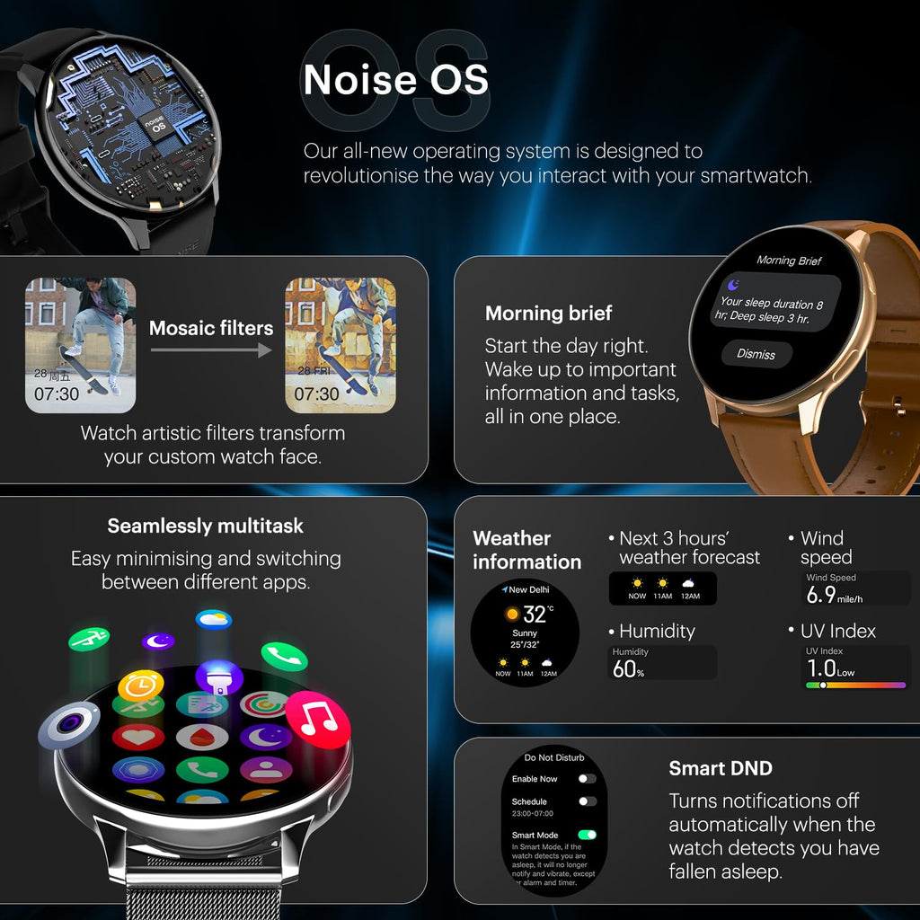 Noise Vortex Plus 1.46 AMOLED Display, AoD, BT Calling, Sleek Metal Finish, 7 Days Battery Life, All New OS with 100+ Watch Faces & Health Suite (Black)